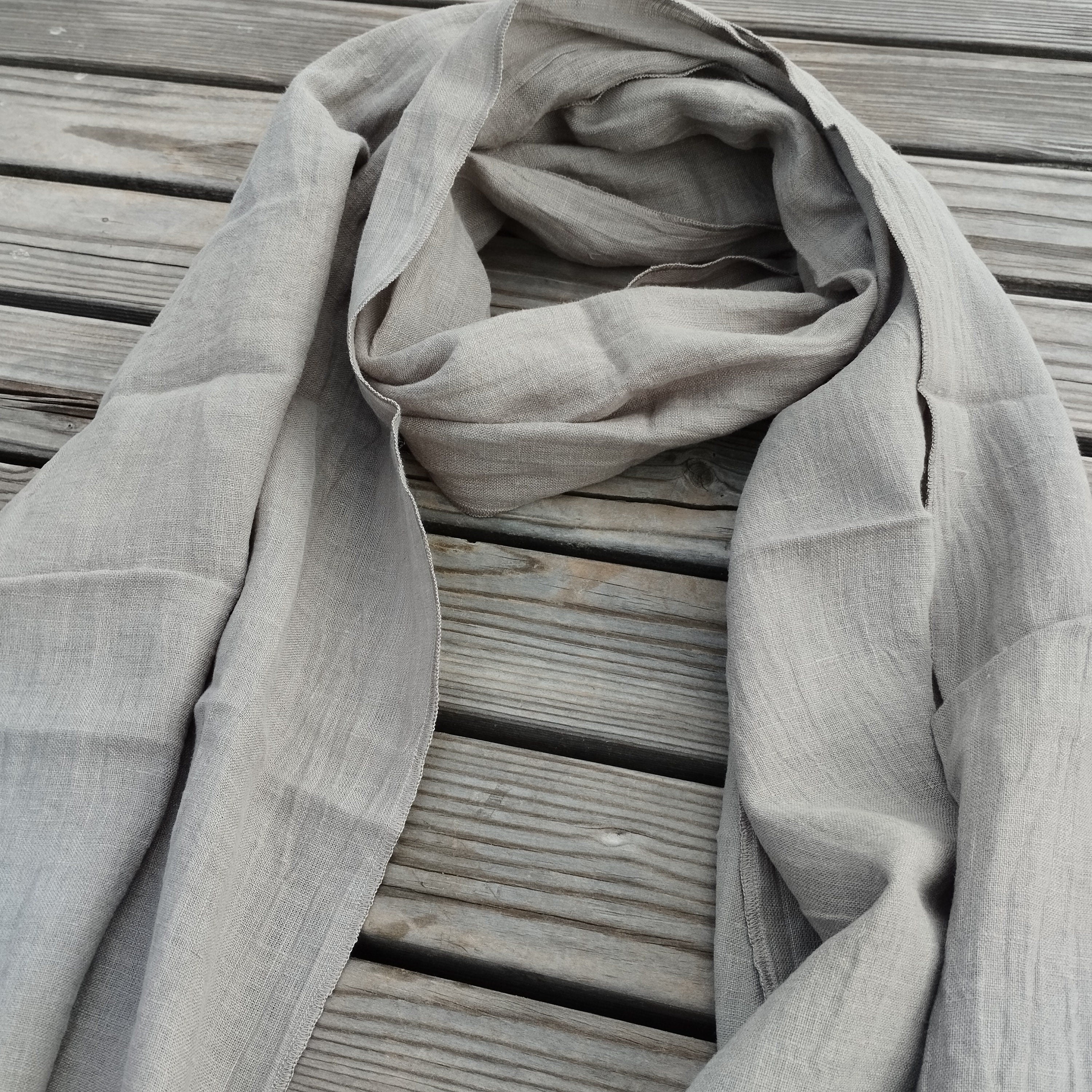 Linen Scarf Unisex – Large & Skinny Flax Scarf Stole in Soft Linen Fabric