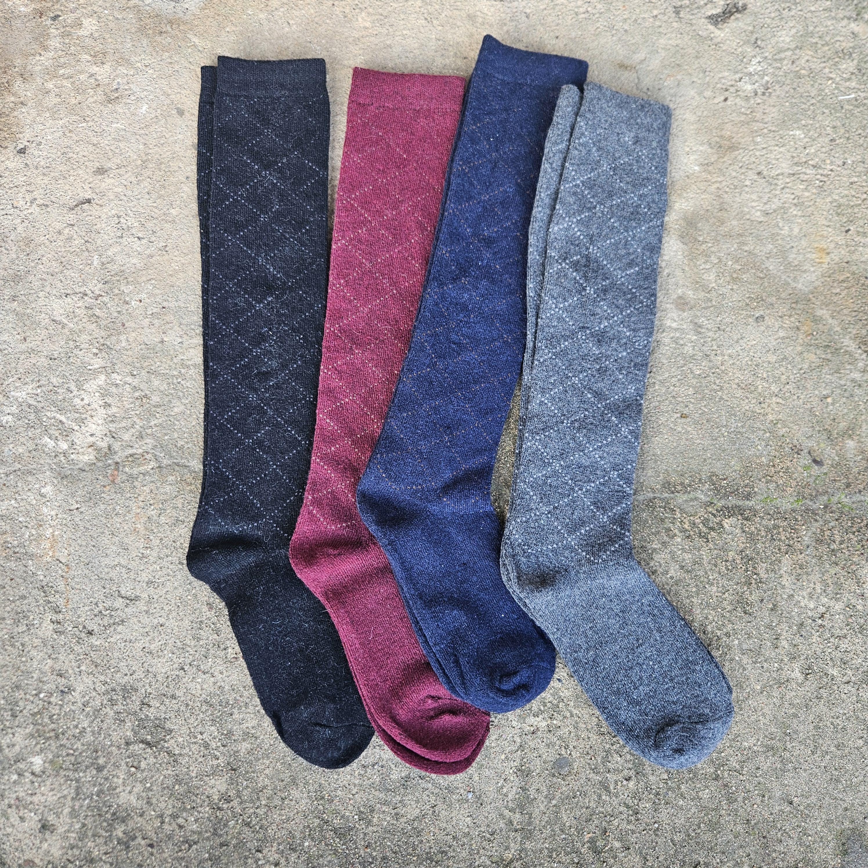 Merino Wool Socks - Knee Long Warm Wool Socks With Reindeer Pattern | Soft Breathable