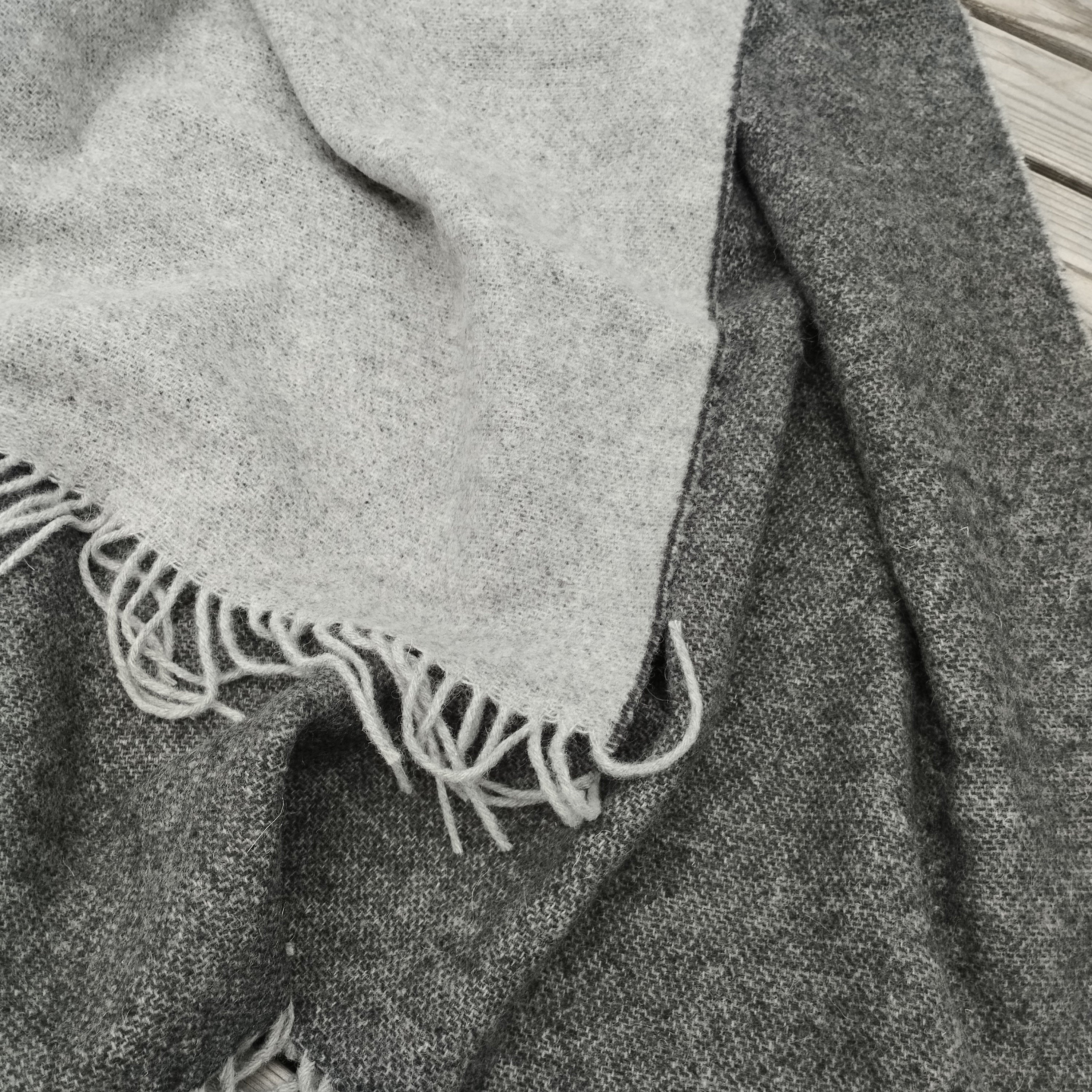 Merino Wool Throw - Reversible Wool Blanket | Soft Warm Bedspread for Cozy Home