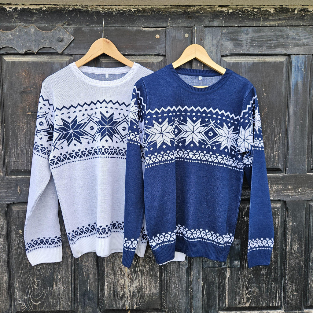 Scandinavian Wool Jumper – Lightweight Organic Wool Blend Pullover With Snowflake Pattern