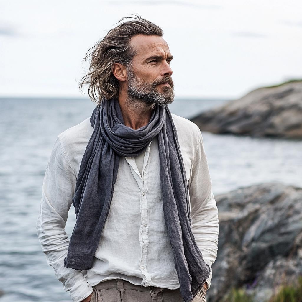 Linen Scarf Unisex – Natural Linen Soft Breathable Sheer Gauze Scarf Stole