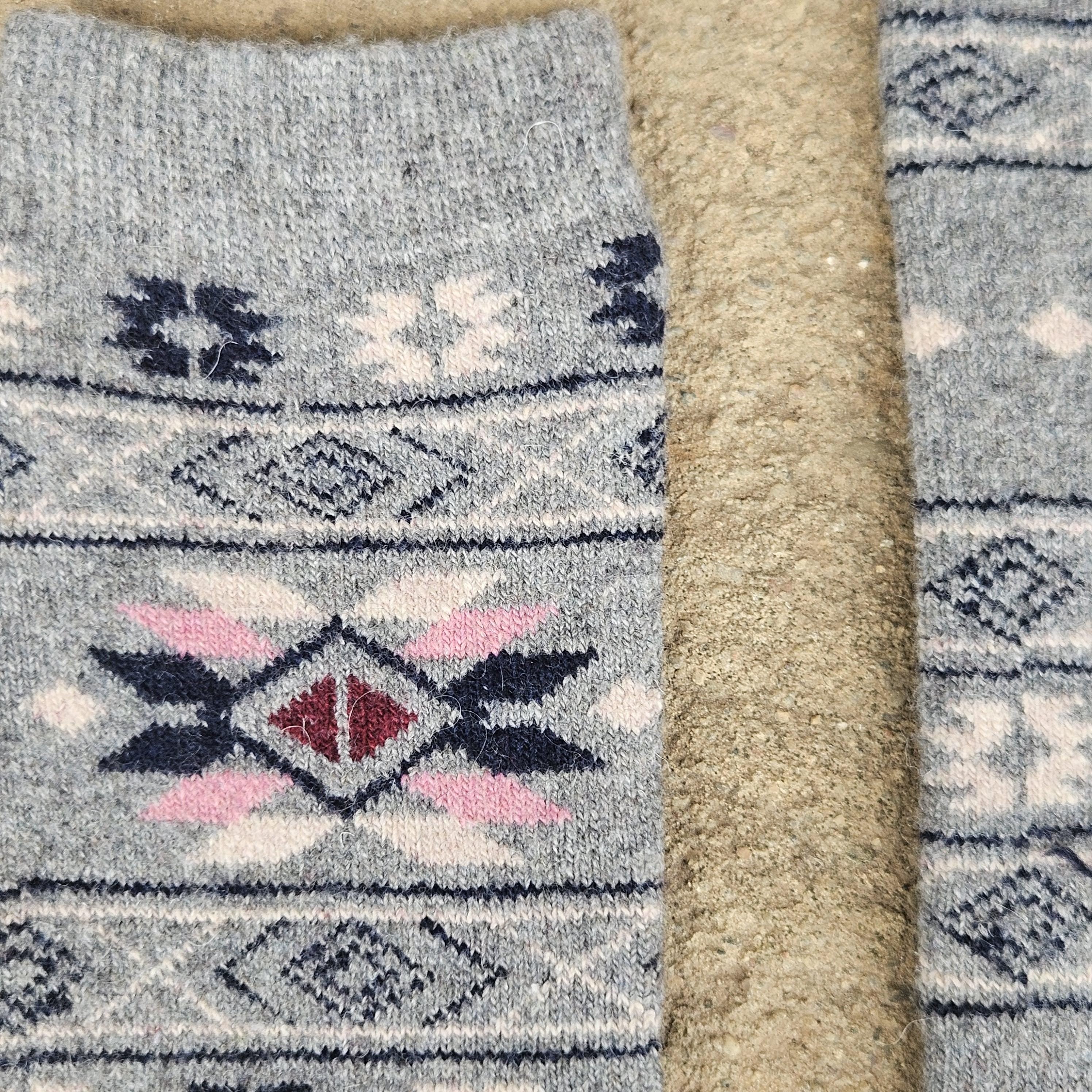 Merino Wool Socks Knee Long – Nordic Reindeer Pattern Warm Wool Socks for Hiking