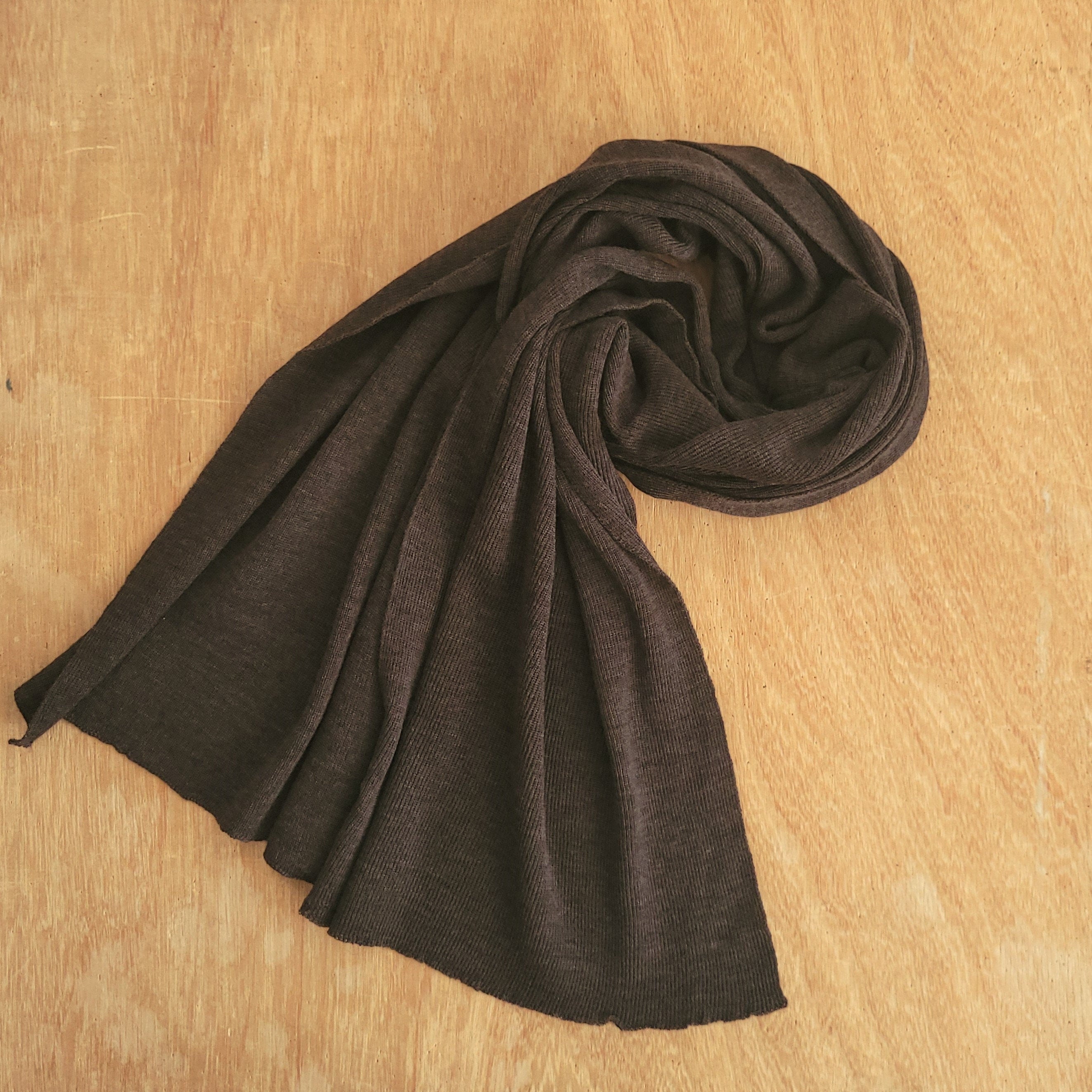 MERINO WOOL SCARF Super light Brown melange for Autum and winter Extra soft lightweight Washable For women and men
