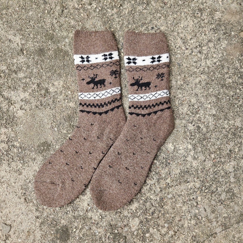 Alpaca Wool Socks – Thick Non Binding Diabetic Socks With Nordic Reindeer Design