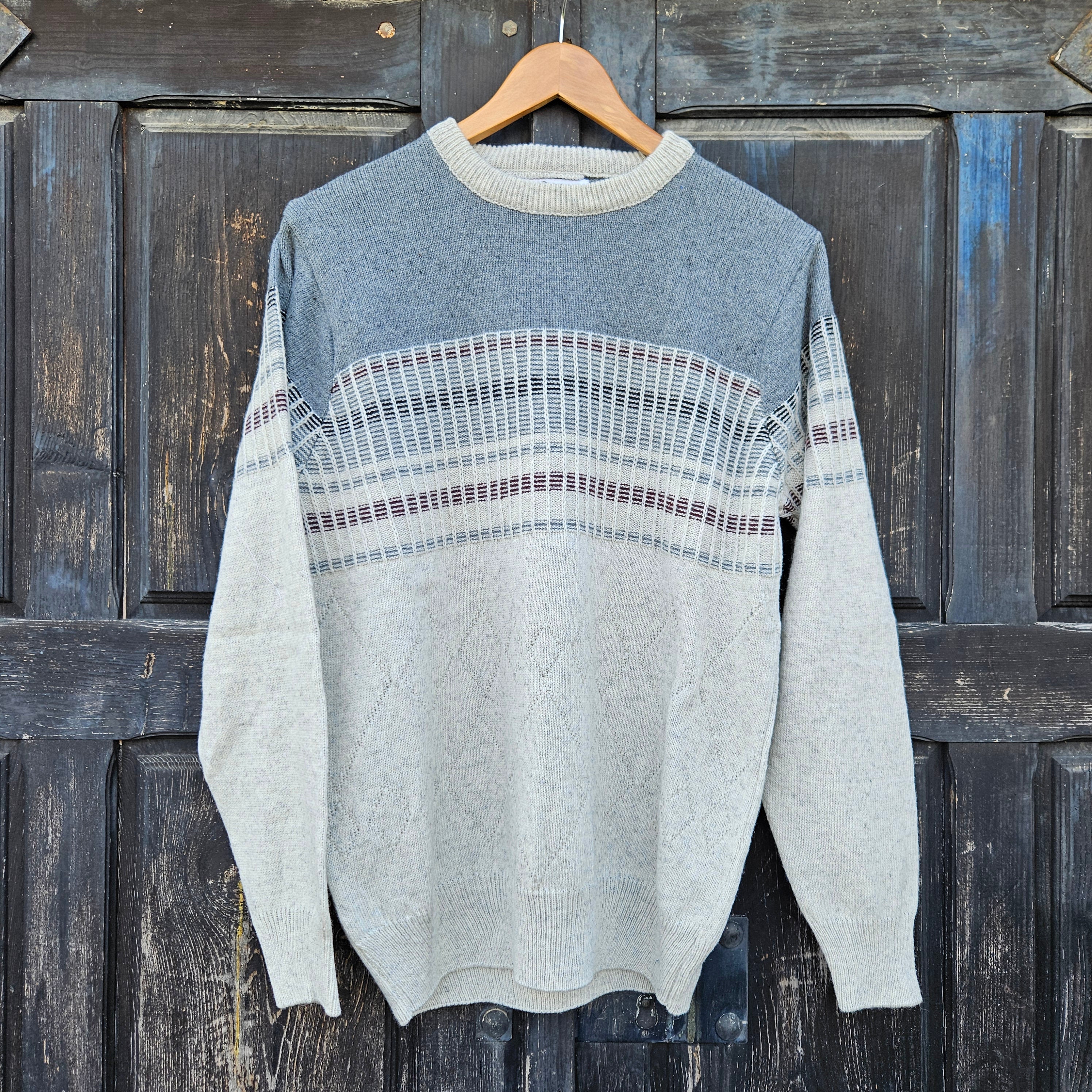 Merino Wool Sweater - Men's Scandinavian Knit Cardigan, Soft Cozy Pullover Grey