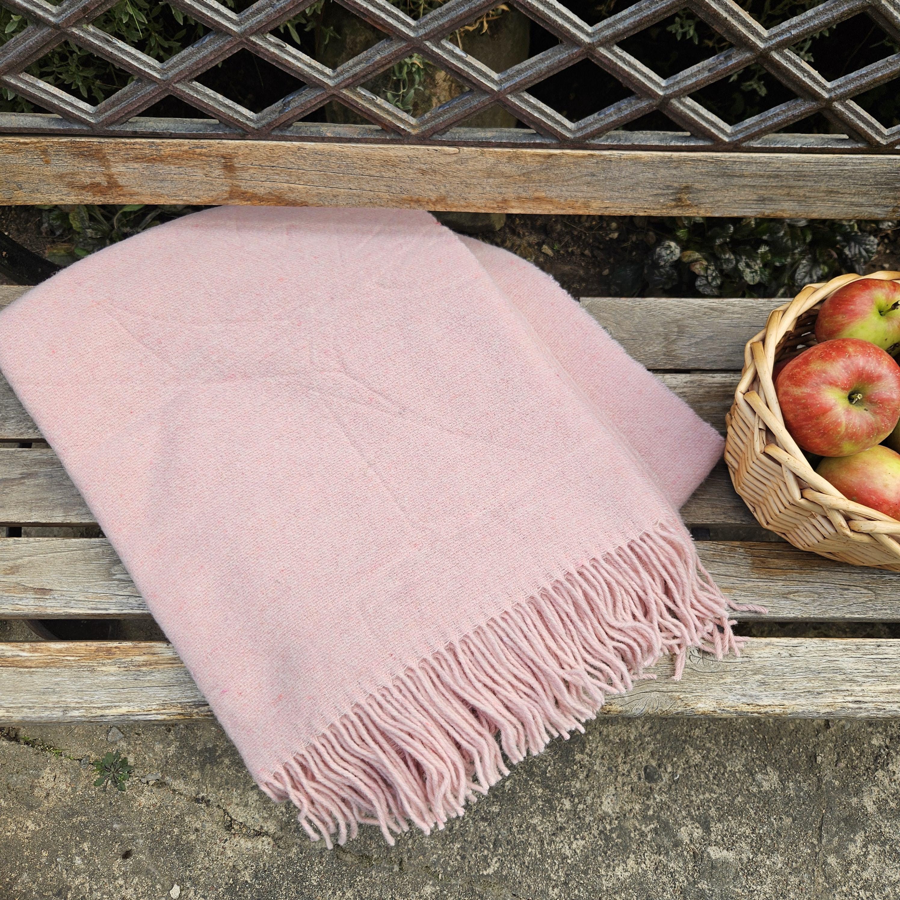 Lambswool blanket in pale pink, 100% wool natural throw plaid, IN2NORD hygge home Blanket, Throw Plaid Warm thanksgiving Gift