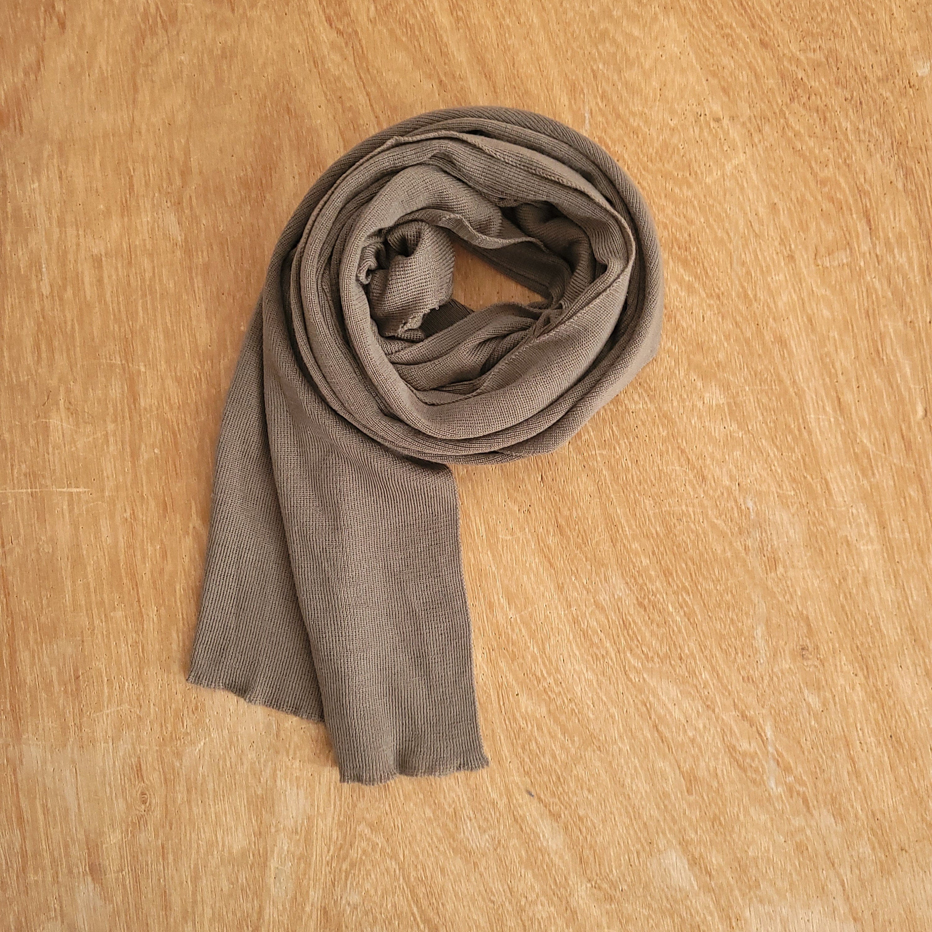 Merino Wool Scarf - Lightweight Dark Sand, Soft Thermal Wrap, Machine Washable