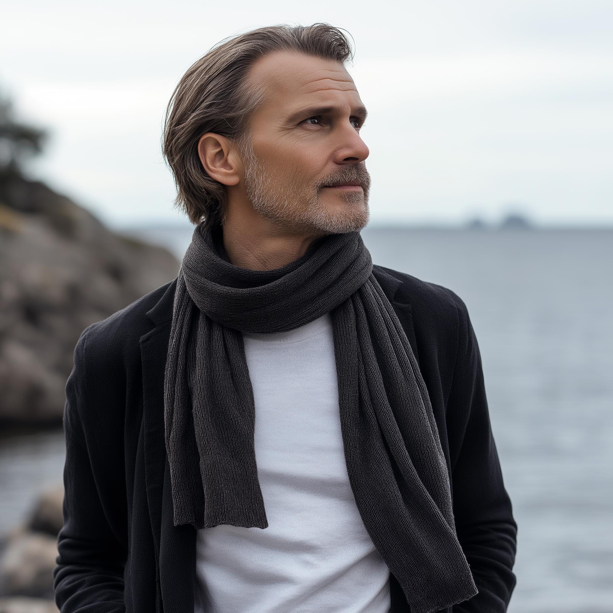 100% MERINO wool SCARF Brown Unisex Men Women / Lightweight Soft small wool scarf/ Washable Functional neckwear Gift idea for men women