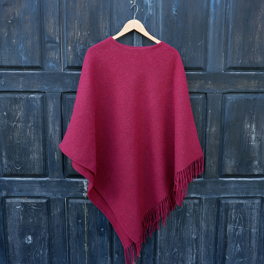 Wool Blanket Poncho – Hooded Wool Cape with Fringes | Comfortable Outdoor Grey Shawl