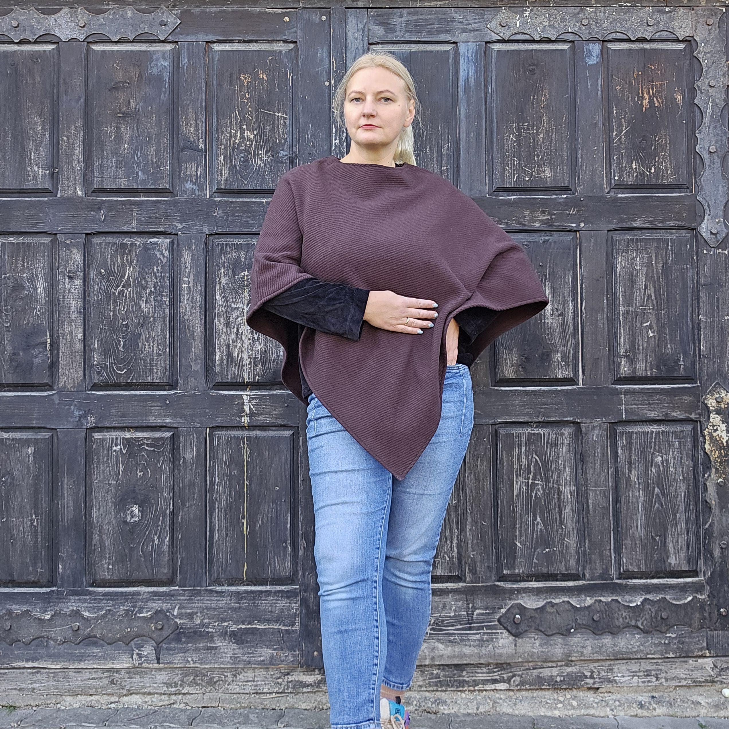 Wool Blanket Poncho - Soft Brown Wool Cape | Comfortable Unisex Hooded Shawl