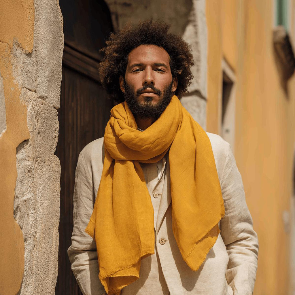 100% Linen Scarf unisex - Women Men - husband brother gift flax stole - large or skinny - Linen Gauze sheer Shawl father day present son