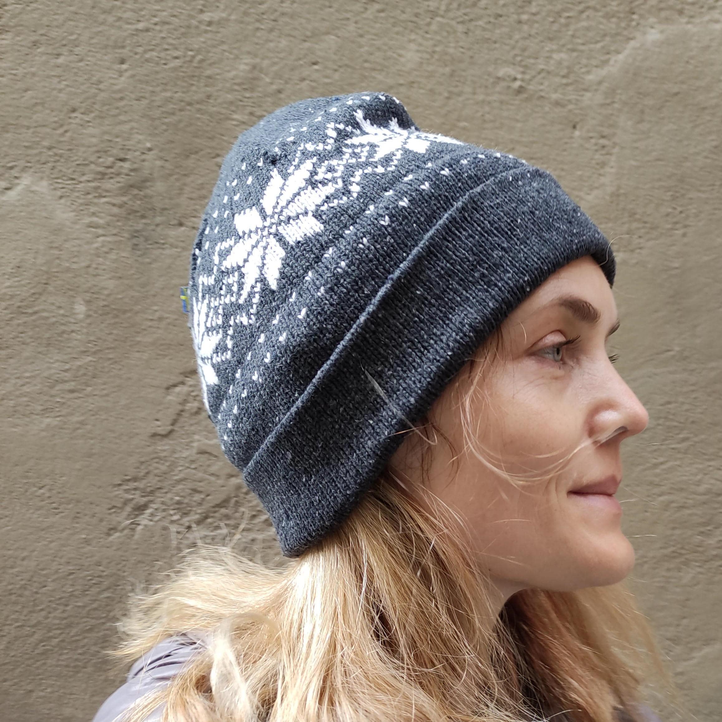 Nordic Woolen Hat – Fair Isle Beanie with Snowflake Pattern | Fleece Lined Winter Ski Cap