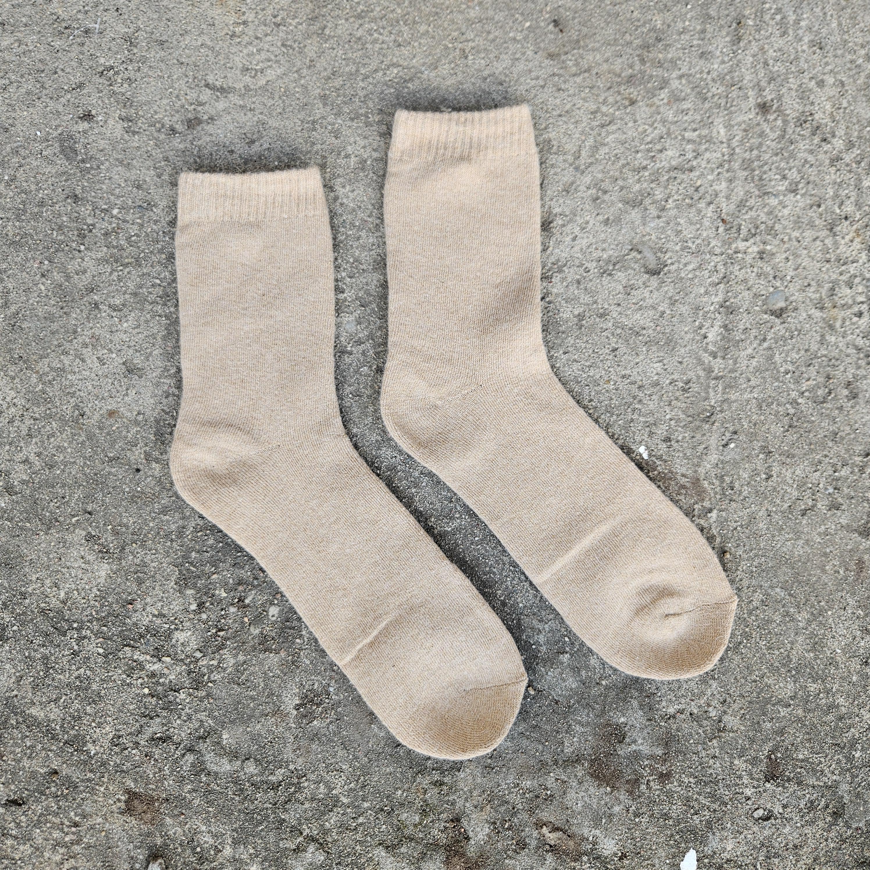 Thicker Merino Wool Socks - Warm Nordic Hiking Socks Beige Gray Unisex