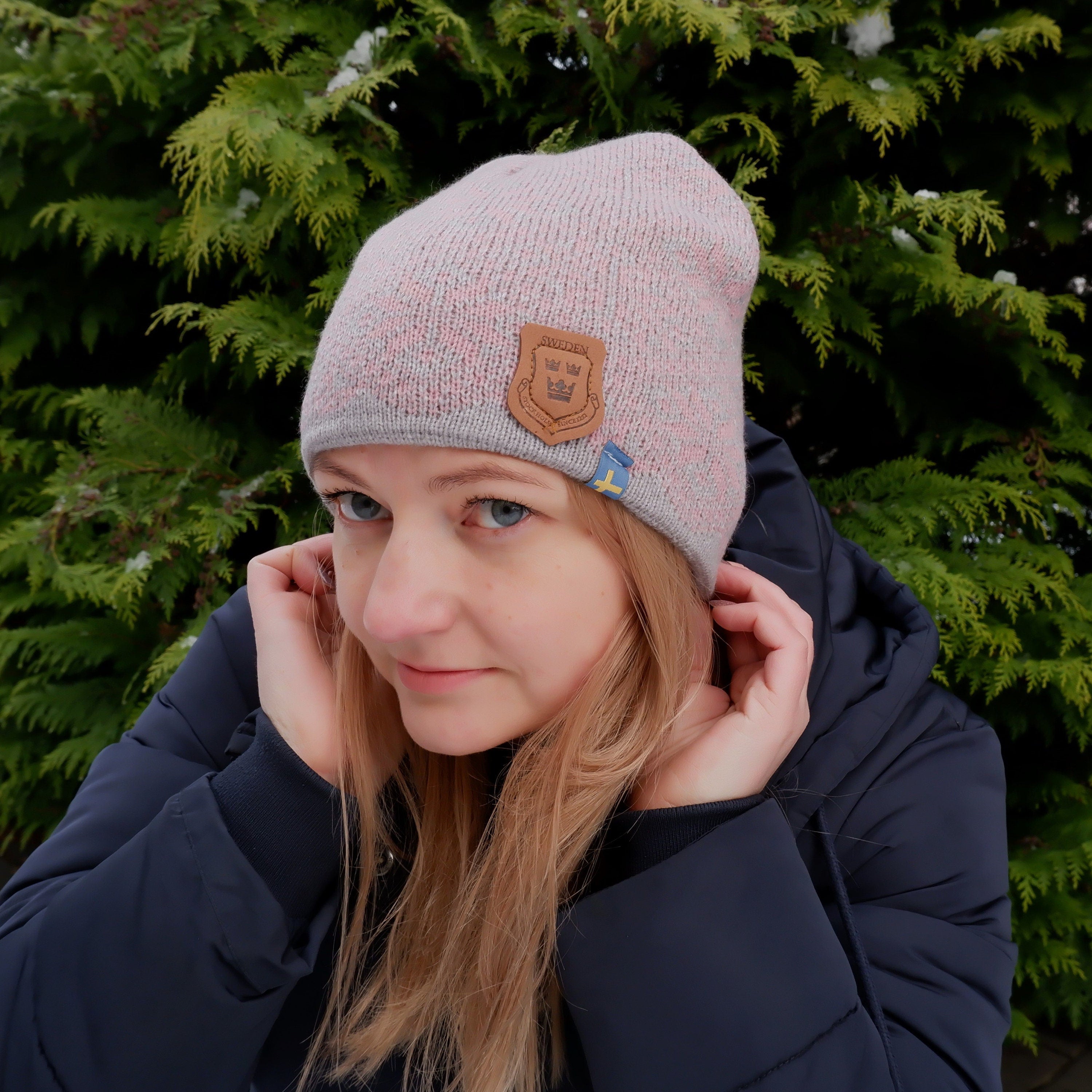 Knitted Wool Hat - Unisex Winter Beanie With Snowflake Pattern | Warm Soft Merino Wool