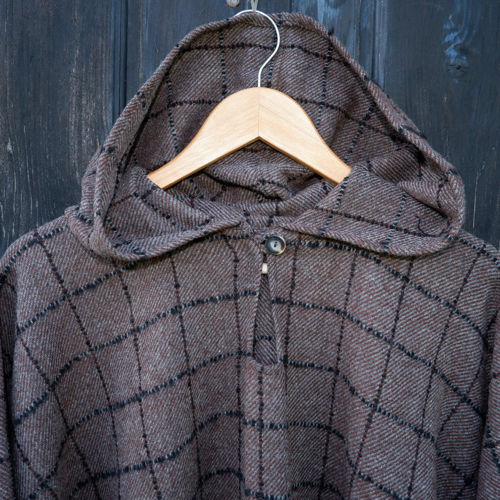Wool Poncho - Unisex Ruana Cape | Brown Wool Blanket | Comfortable Outdoor Cloak