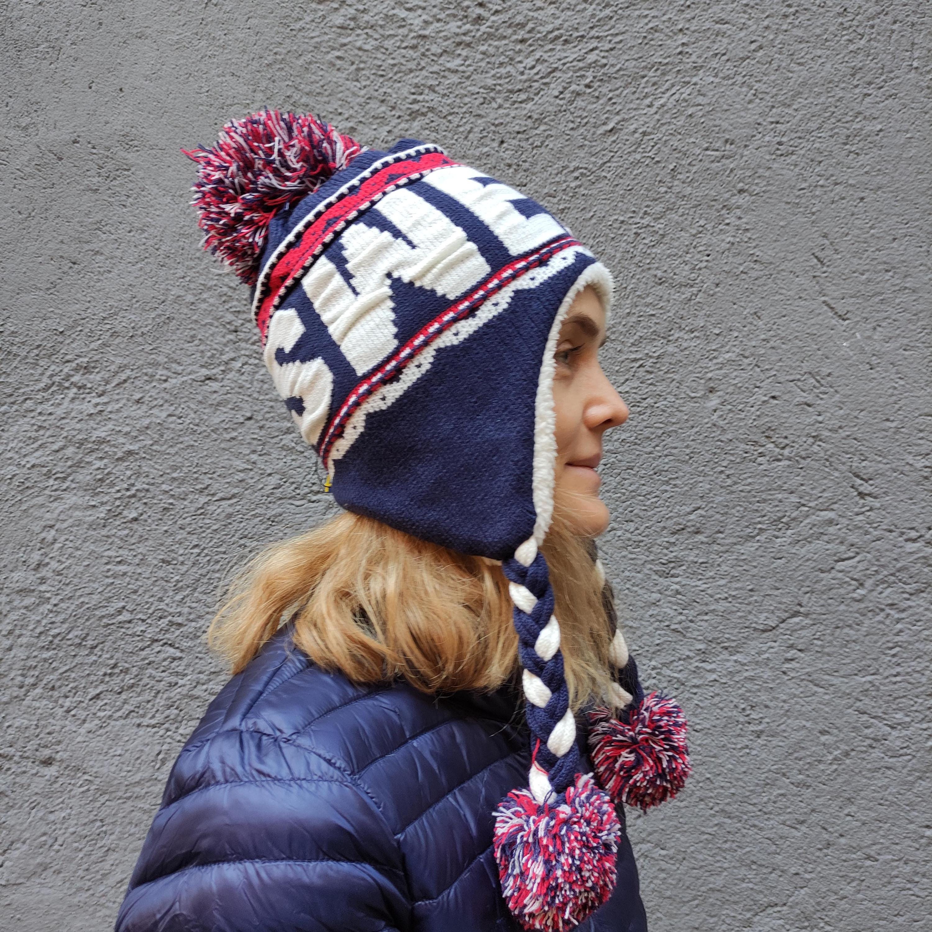 Merino Wool Hat - Soft Warm Winter Earflap Hat with Fleece Lining | Breathable Knitted Beanie