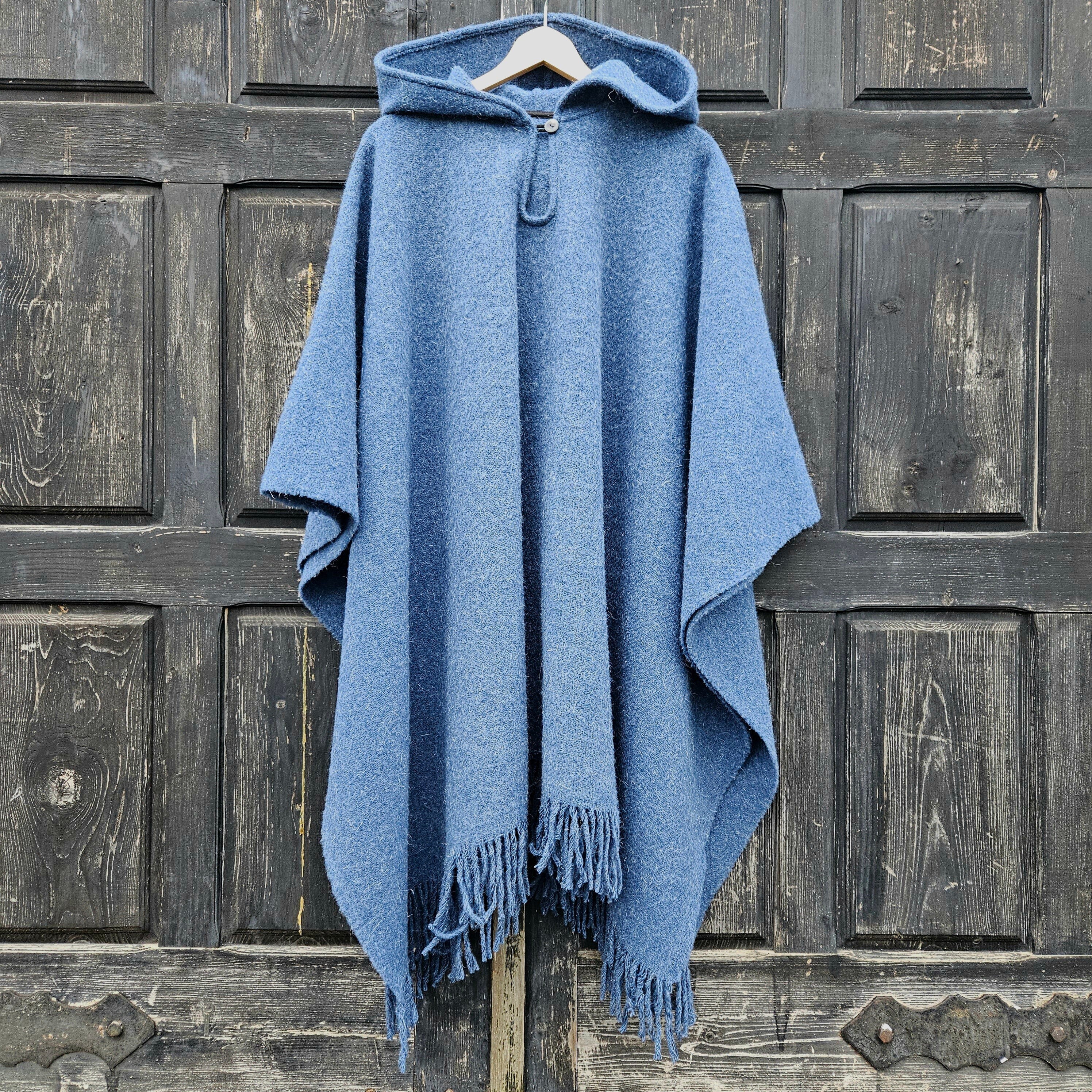 bluewool poncho cape cloakblue shaman cloak