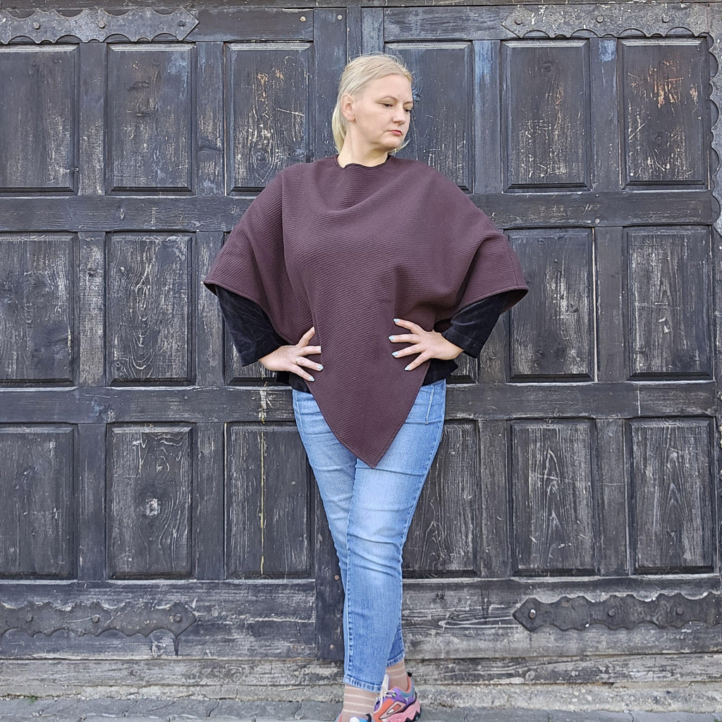 Wool Blanket Poncho - Soft Brown Wool Cape | Comfortable Unisex Hooded Shawl