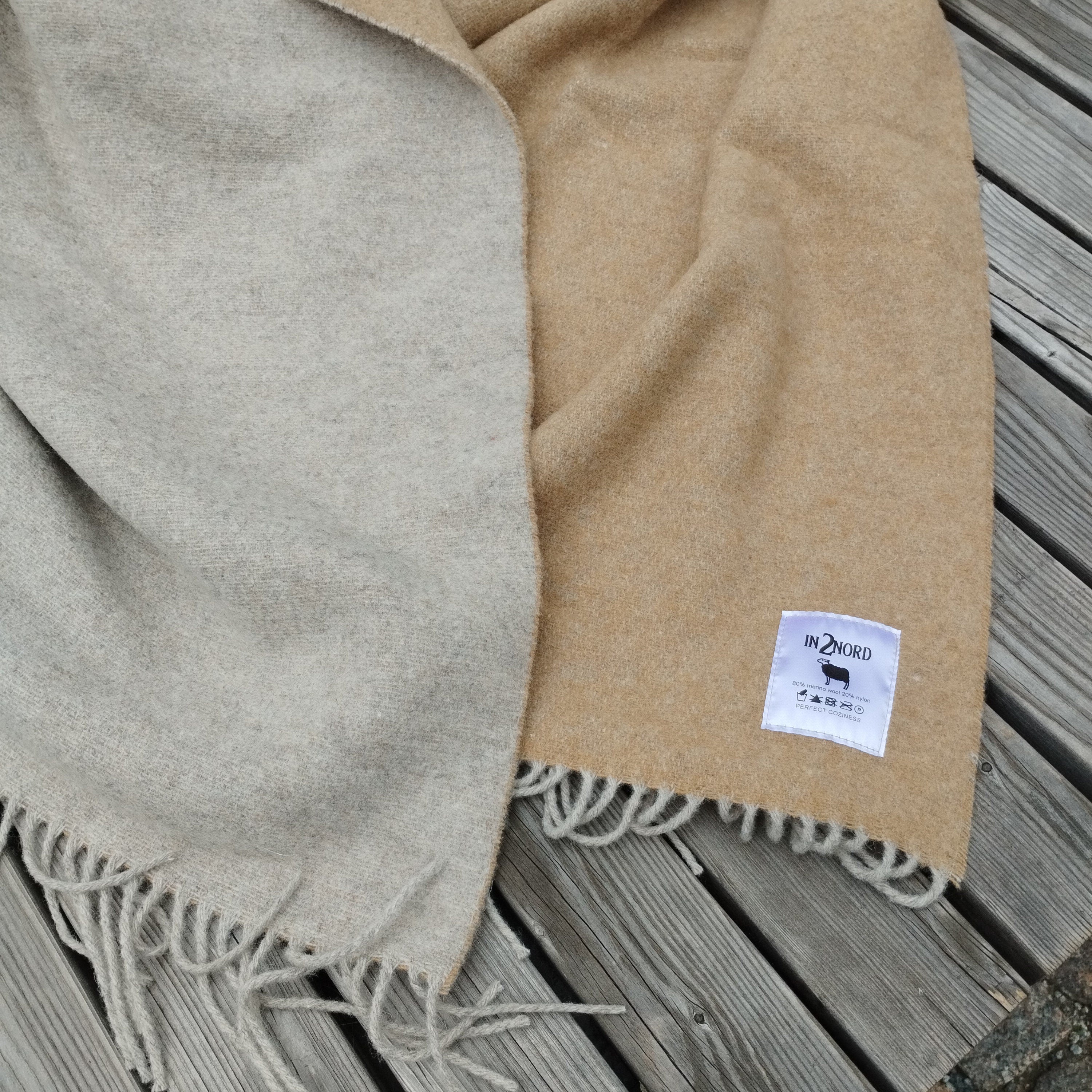 Merino Wool Throw – Reversible Soft Warm Wool Blanket | Scandinavian Hygge Plaid