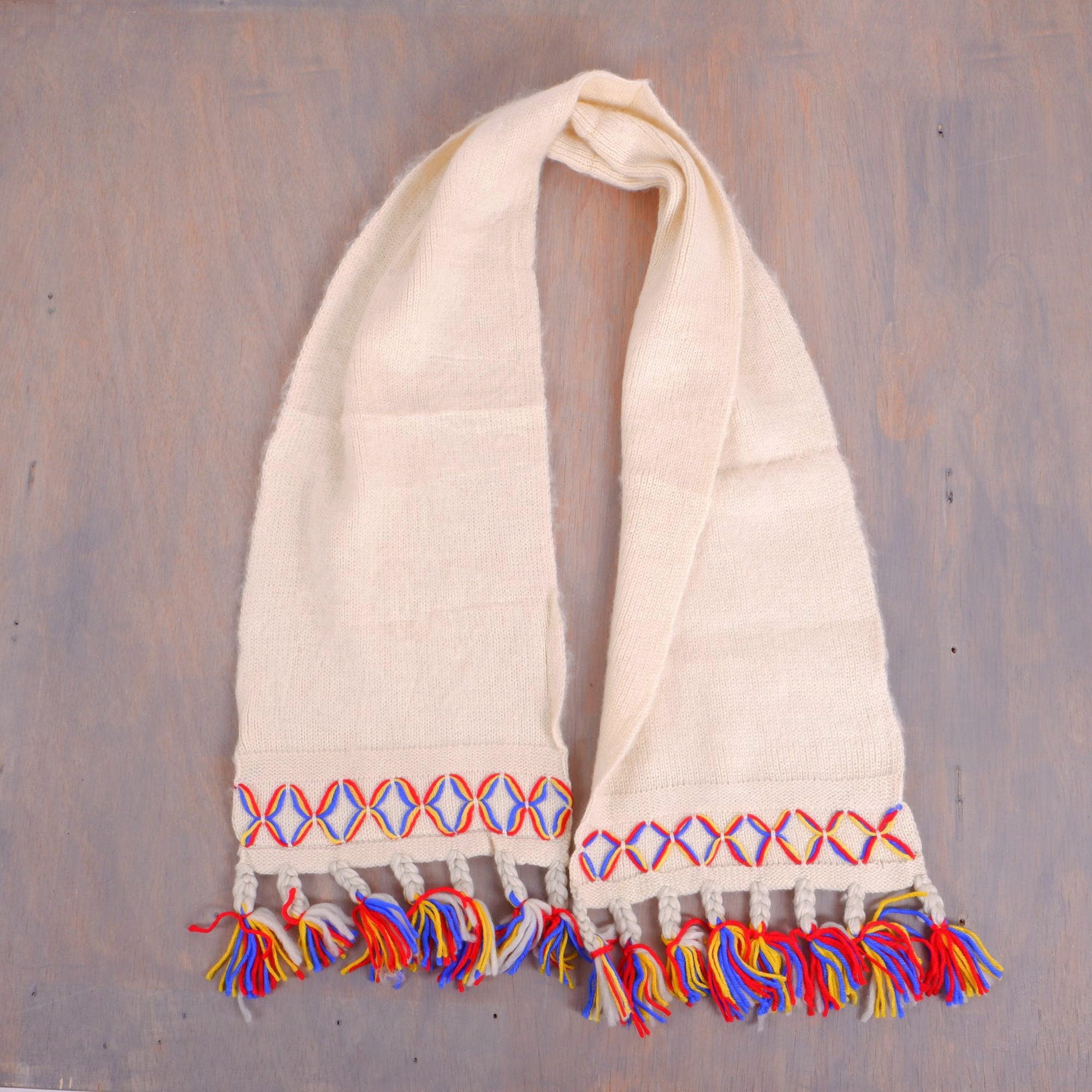 Lovikka Wool Scarf – Handmade Swedish Winter Accessory With Embroidered Ski Design