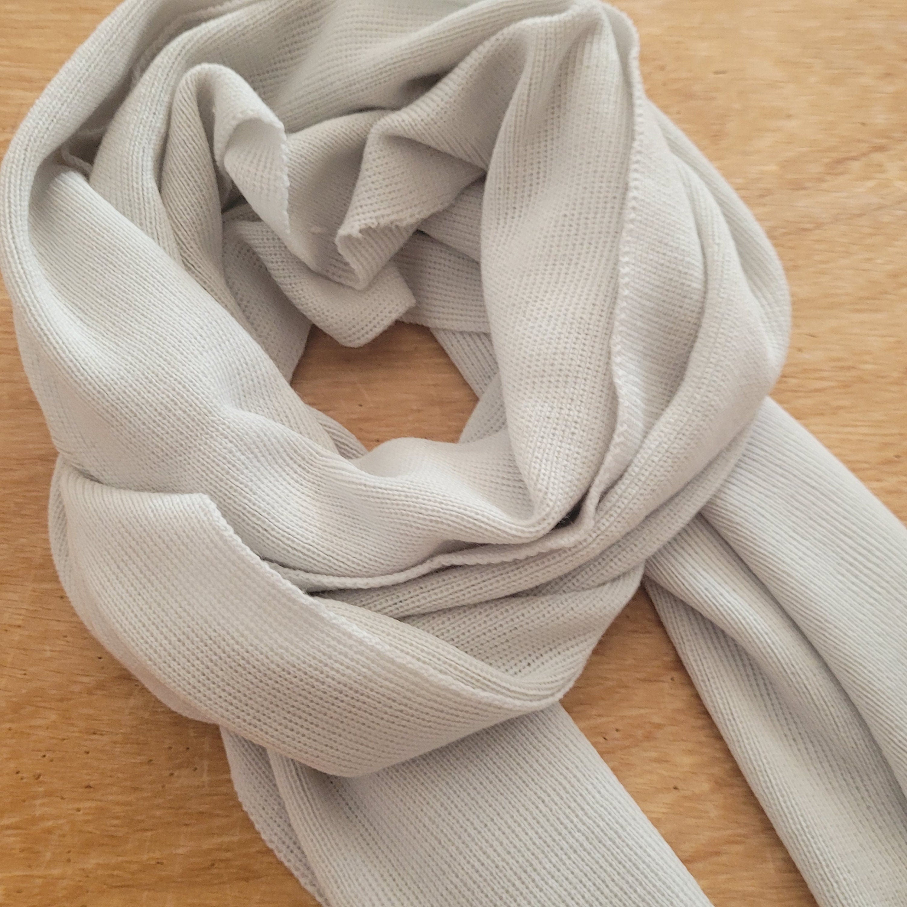 Merino Wool Scarf – Lightweight, Soft, Washable Winter Neck Warmer in Bone White