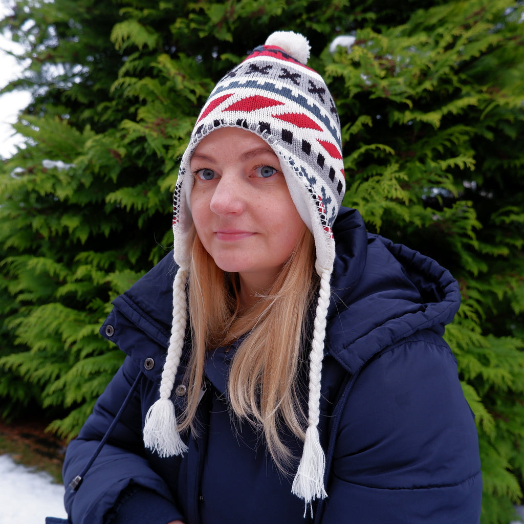 Knitted Wool Hat - Soft Warm Earflap Hat with Fleece Lining | Unisex Winter Cap