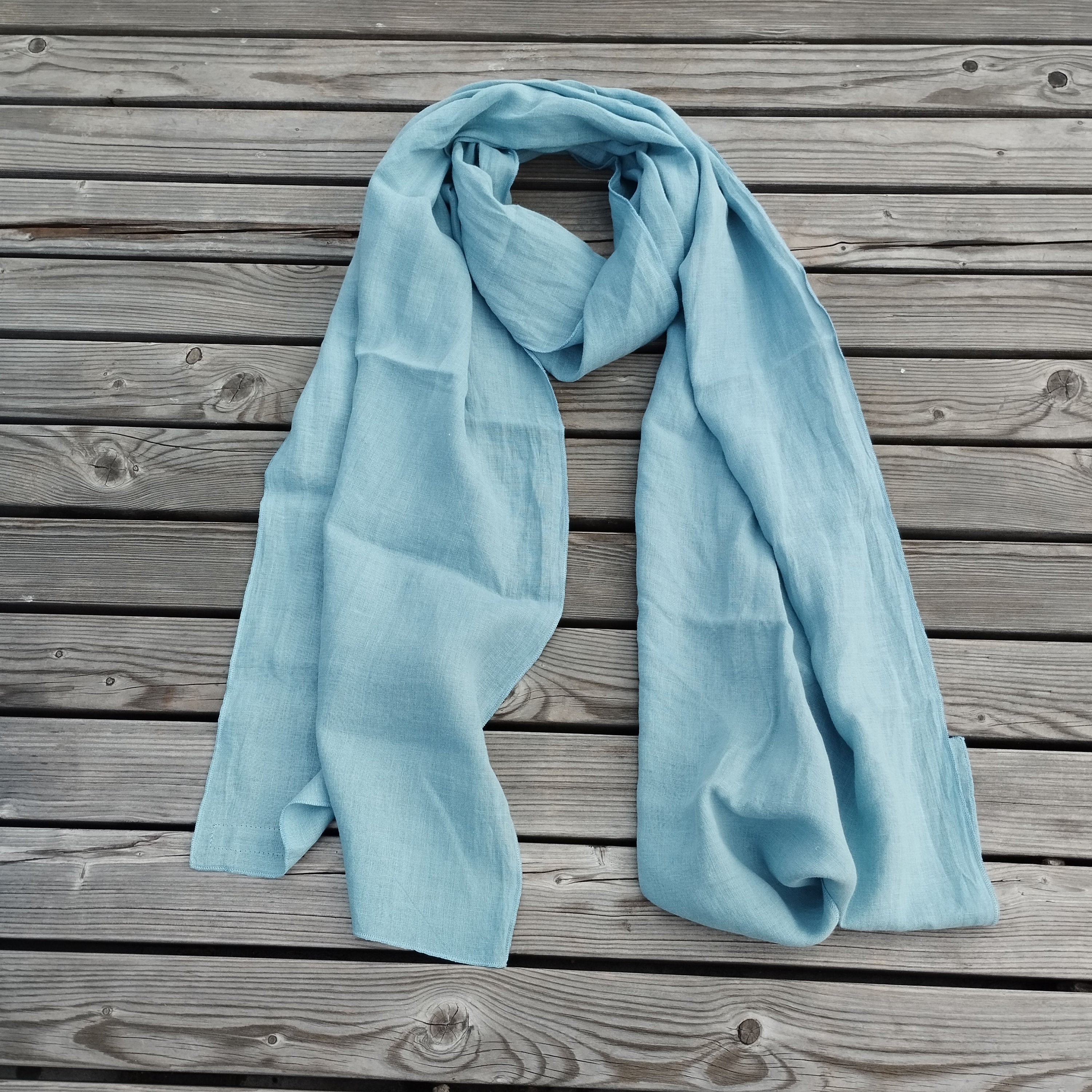 Linen Scarf - Unisex Natural Flax Sheer Soft Breathable Lightweight Stole