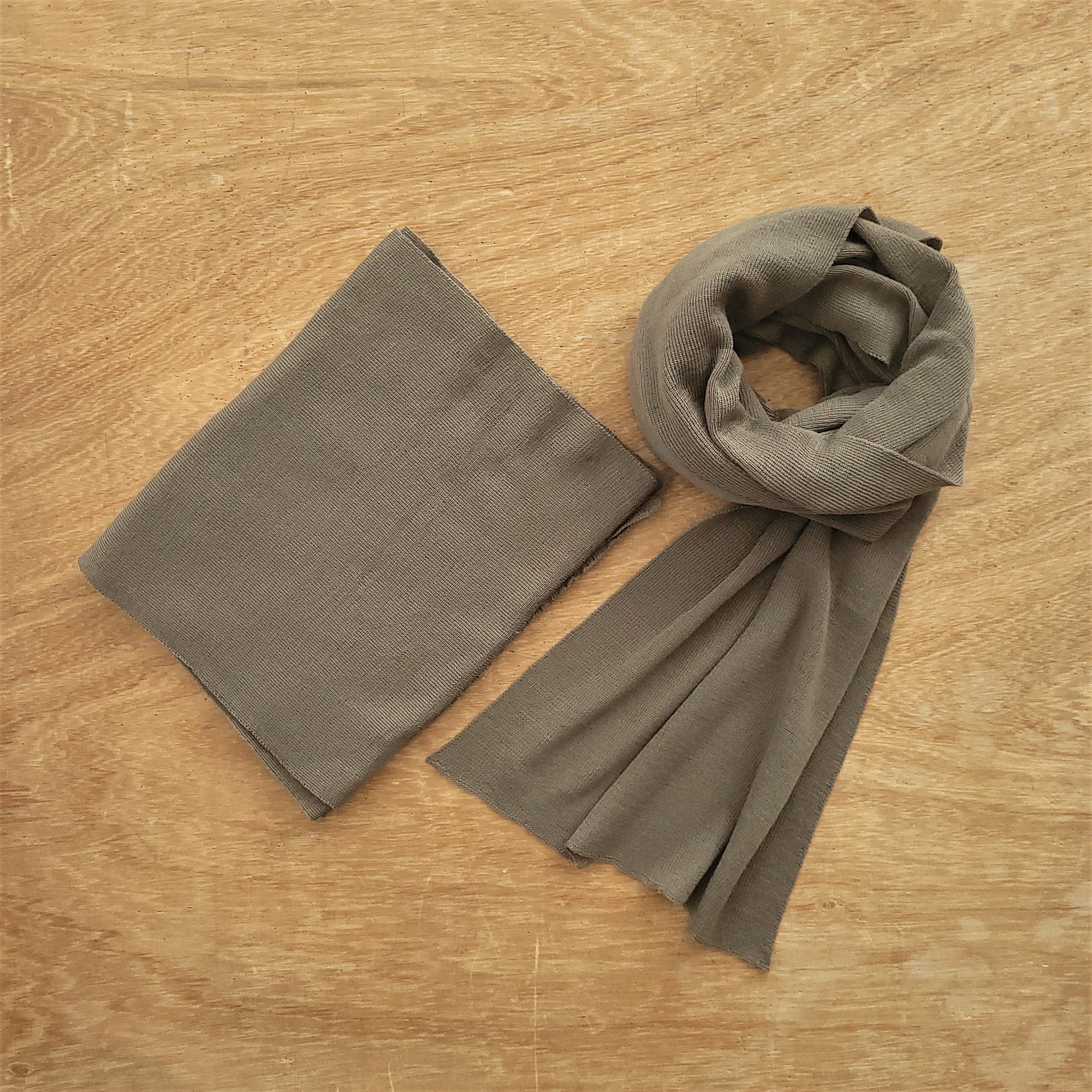 Merino Wool Scarf - Lightweight Dark Sand, Soft Thermal Wrap, Machine Washable