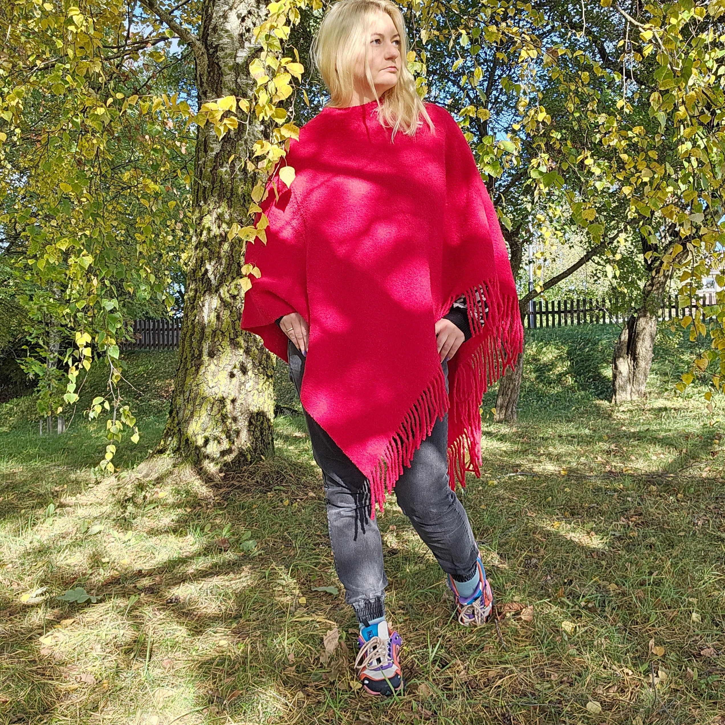 Wool Blanket Poncho Kiruna - Hooded Wool Cape With Fringes | Comfortable Beige Wrap