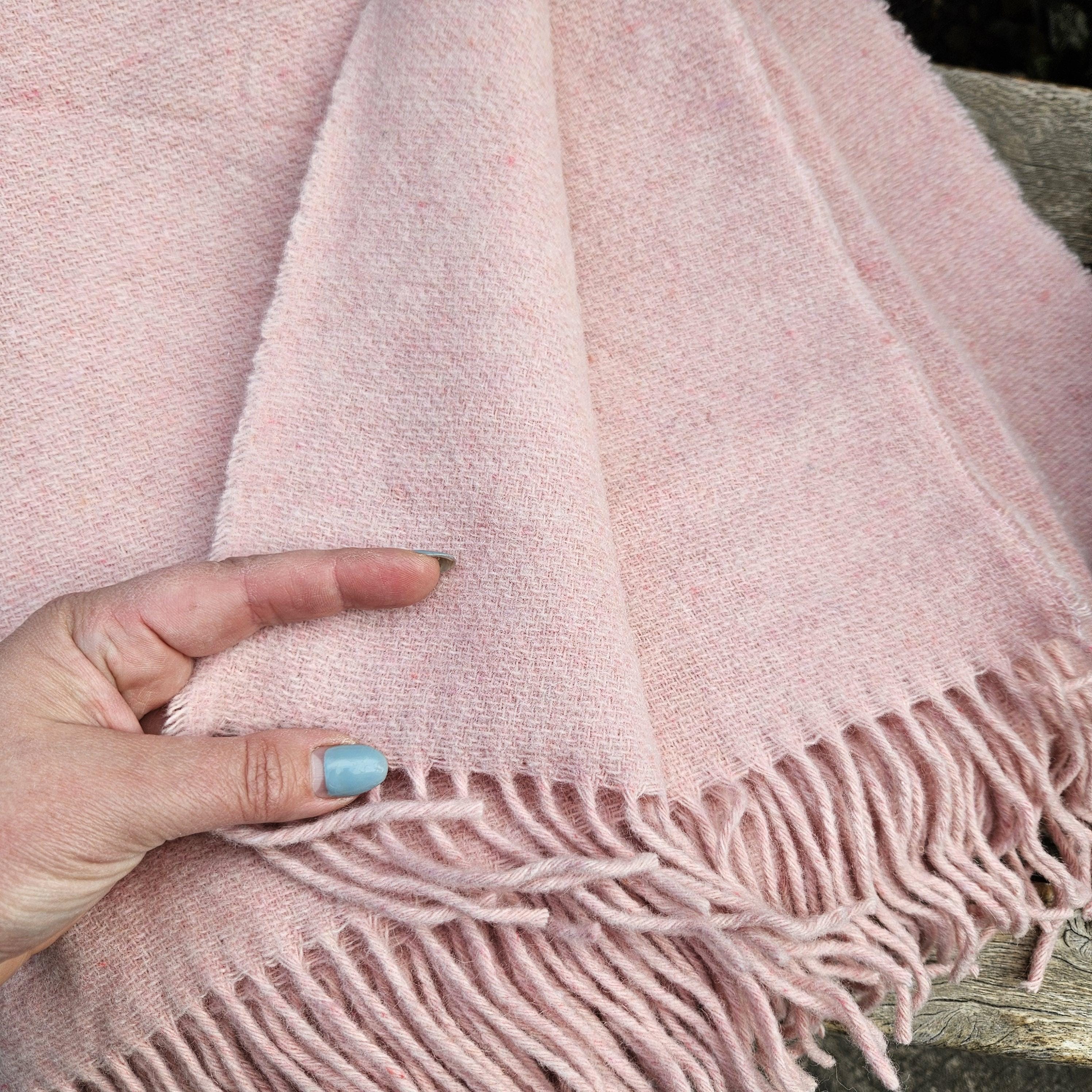 Lambswool blanket in pale pink, 100% wool natural throw plaid, IN2NORD hygge home Blanket, Throw Plaid Warm thanksgiving Gift