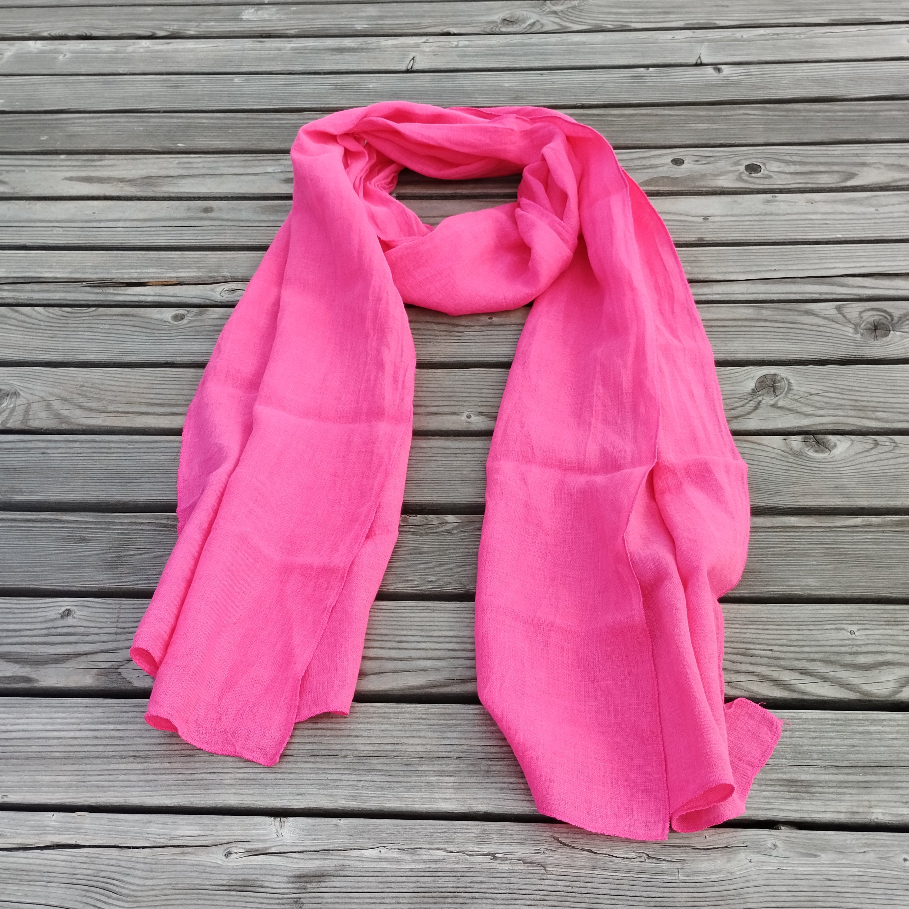 Linen Scarf Unisex – Washed Flax Stole, Soft Breathable Fabric, Large Sheer Gauze Wrap