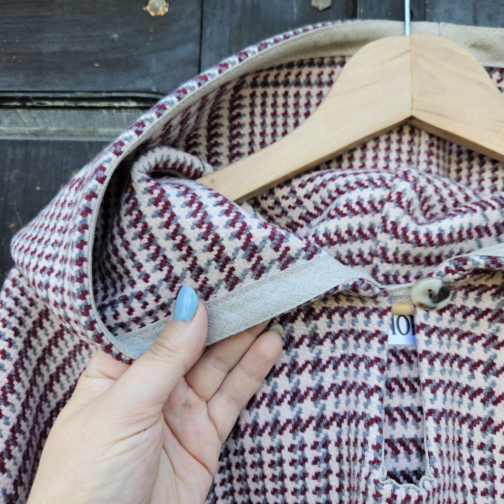 Wool Poncho Oland - Unisex Ruana Cape | Checked Wool Blanket Cloak With Hood