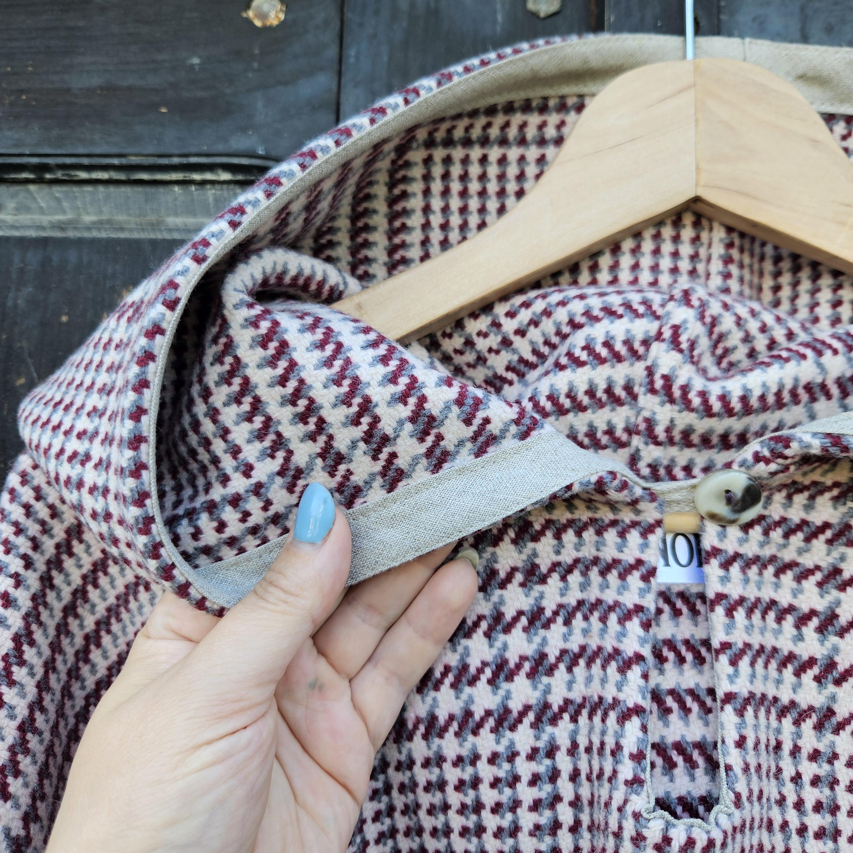 Wool Poncho Oland - Unisex Ruana Cape | Checked Wool Blanket Cloak With Hood