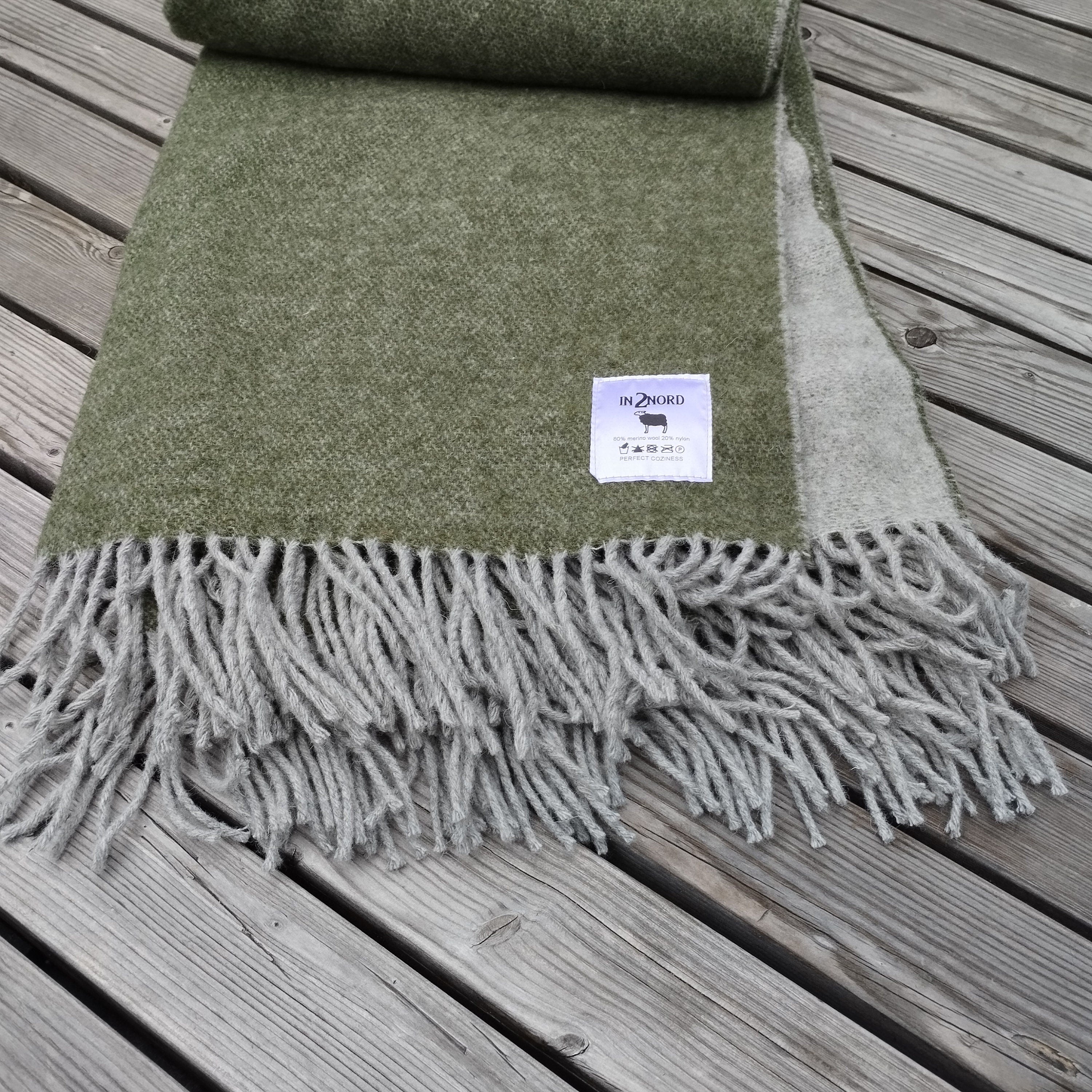 Merino Wool Throw – Reversible Soft Warm Wool Blanket | Scandinavian Hygge Plaid