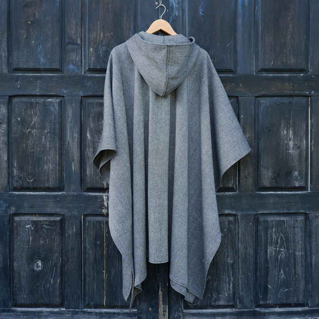 Wool Poncho - Unisex Ruana Cape Grey Wool Blanket With Or Without Hood