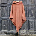 Wool Blanket Poncho – Hooded Wool Cape with Fringes | Comfortable Outdoor Wrap