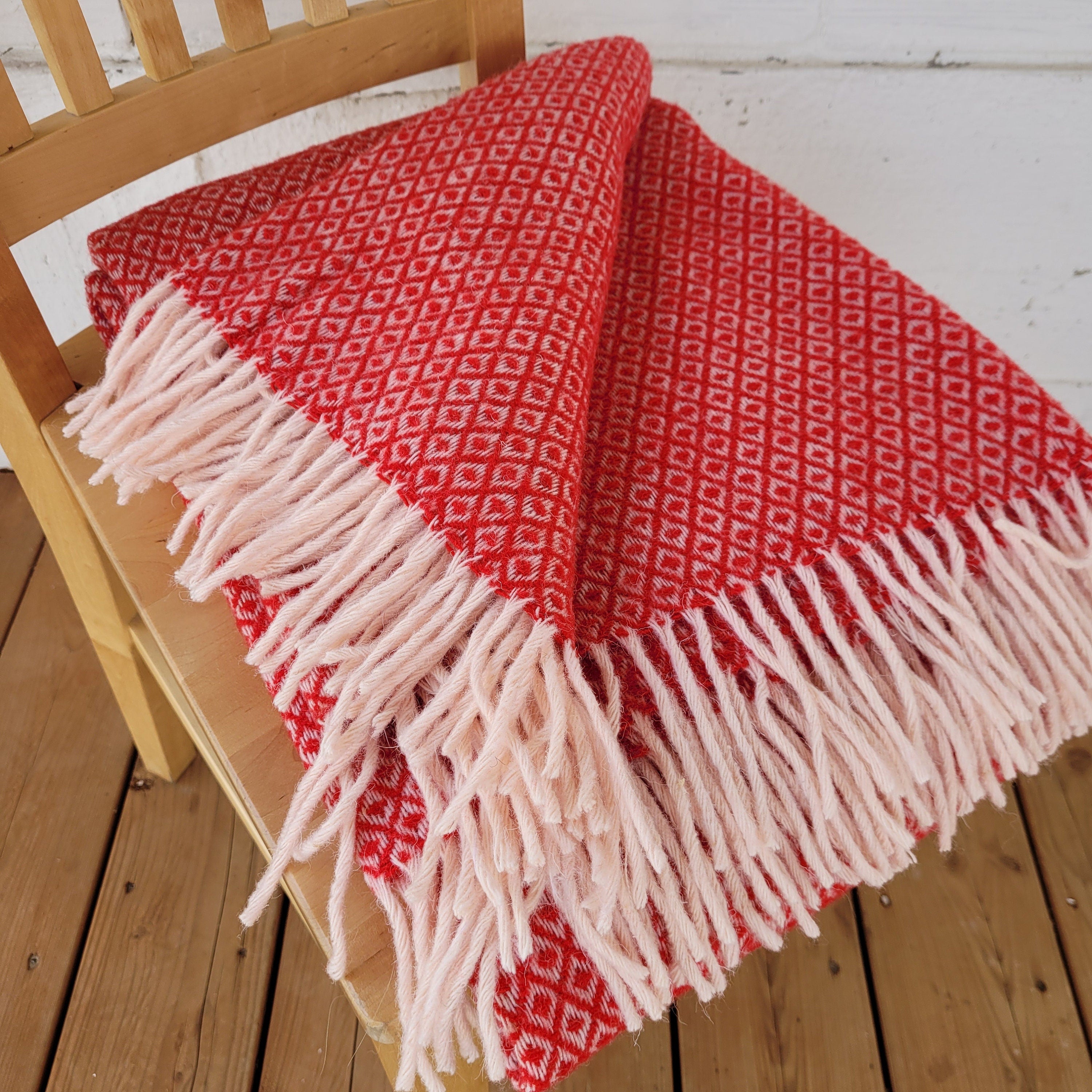 Wool Throw Blanket - New Zealand Wool Blanket Gray Plaid Throw for Cozy Home Decor