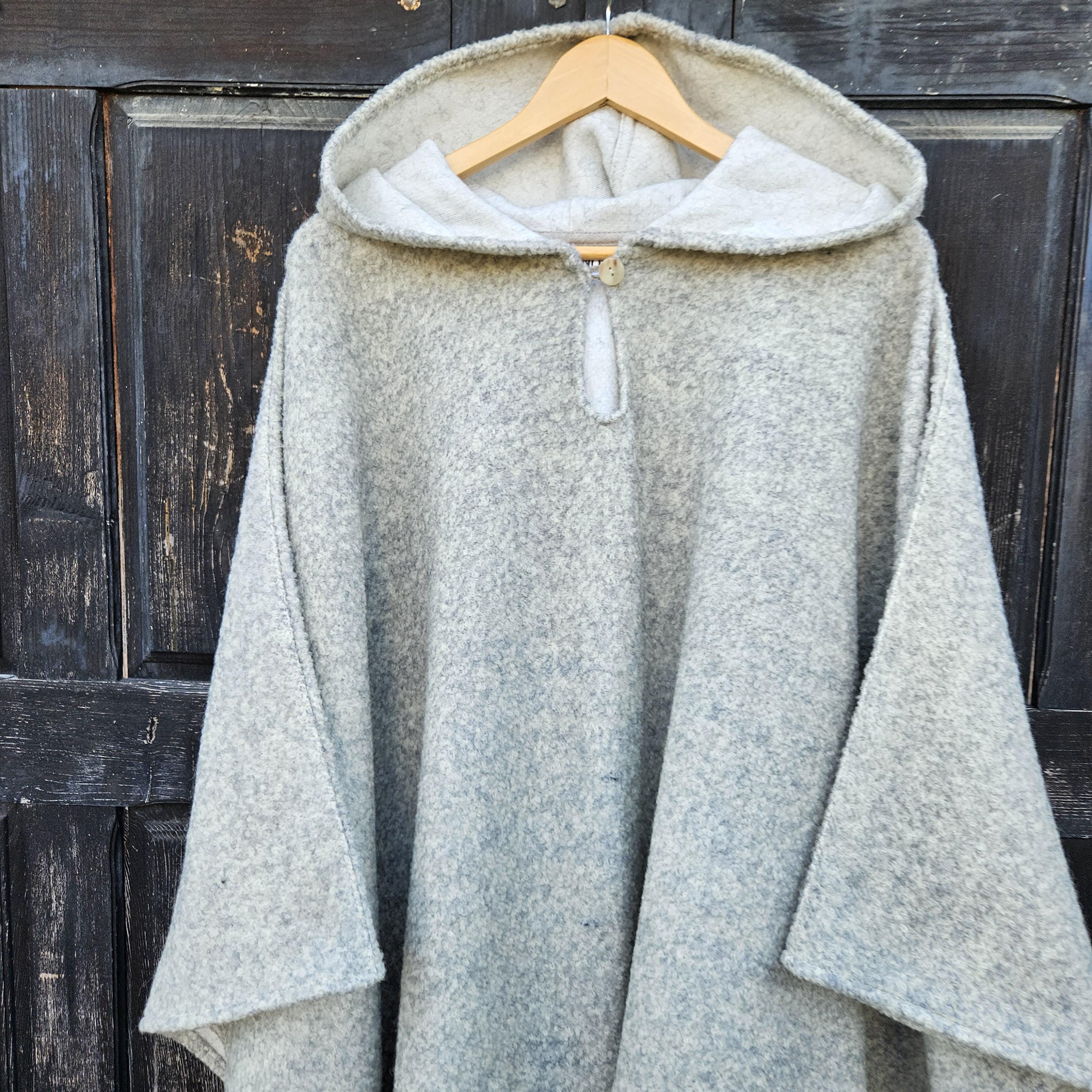 Light grey wool coat poncho ruana for men or women