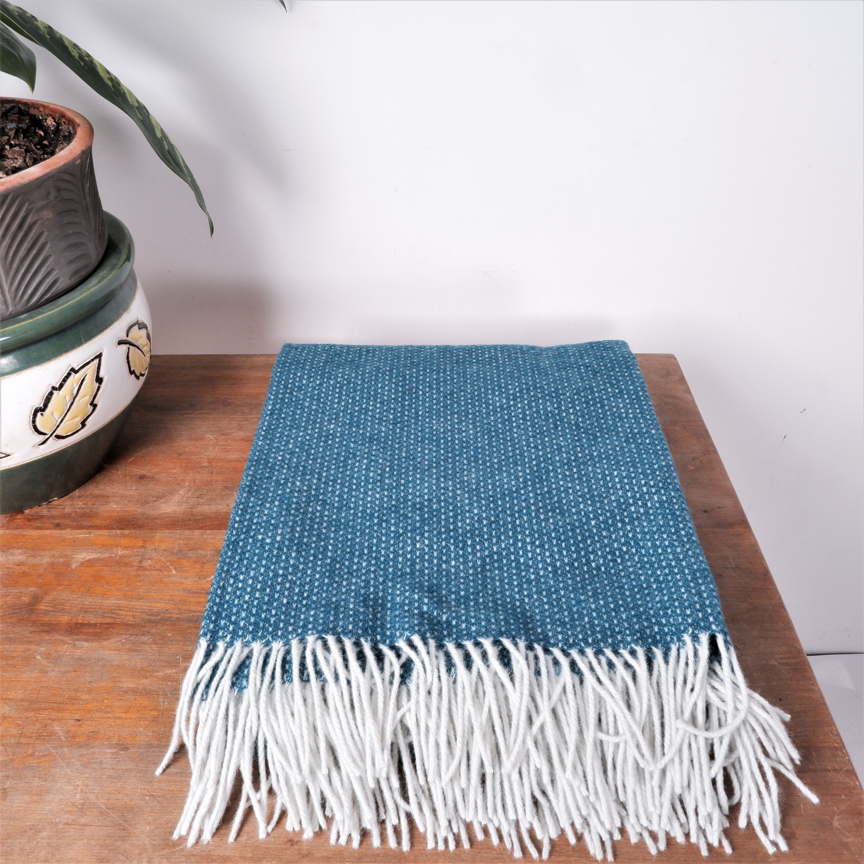 Merino Wool Blanket - Lightweight Sofa Throw | Natural Warm Winter Plaid