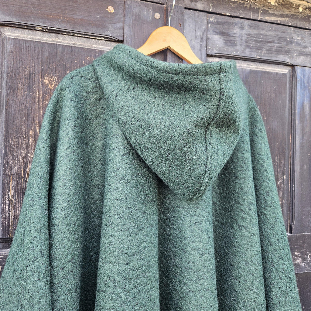 Wool Poncho – Comfortable Unisex Ruana Cape | Green Wool Blanket Shawl, Hooded or Without Hood