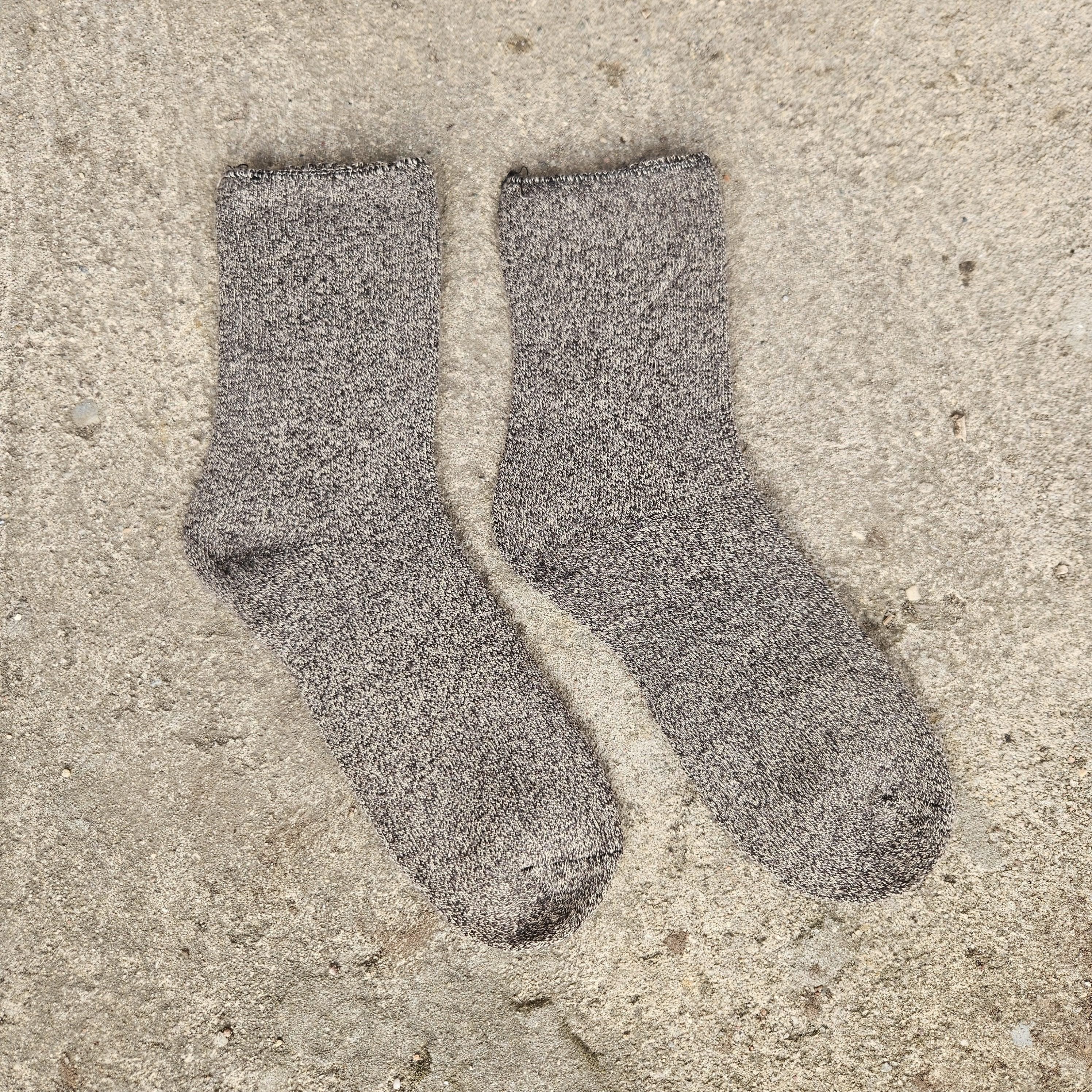 thicker MERINO WOOL Socks Melange gray blue - Size EUR 39-46 Nordic warm ankle socks for men or women Unisex Diabetic Wide Non-Binding Top
