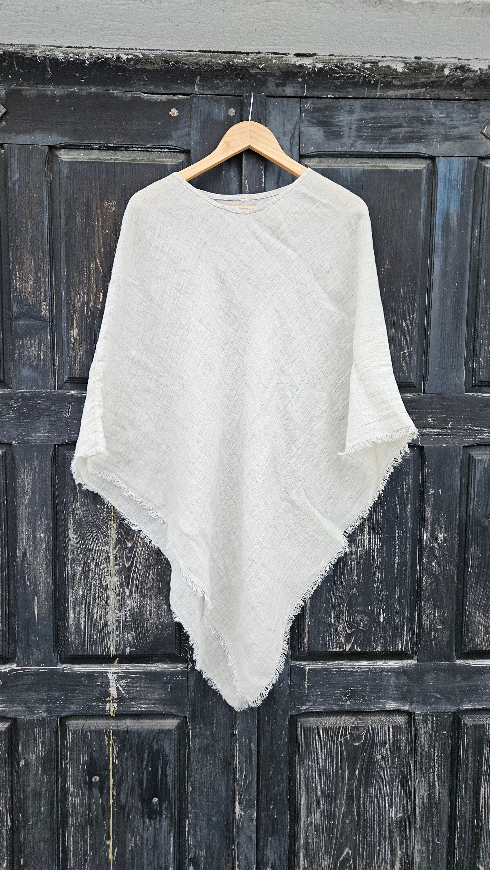 linen beige ponchocape shawl,gauze sheer flax cape for women men , mother gift