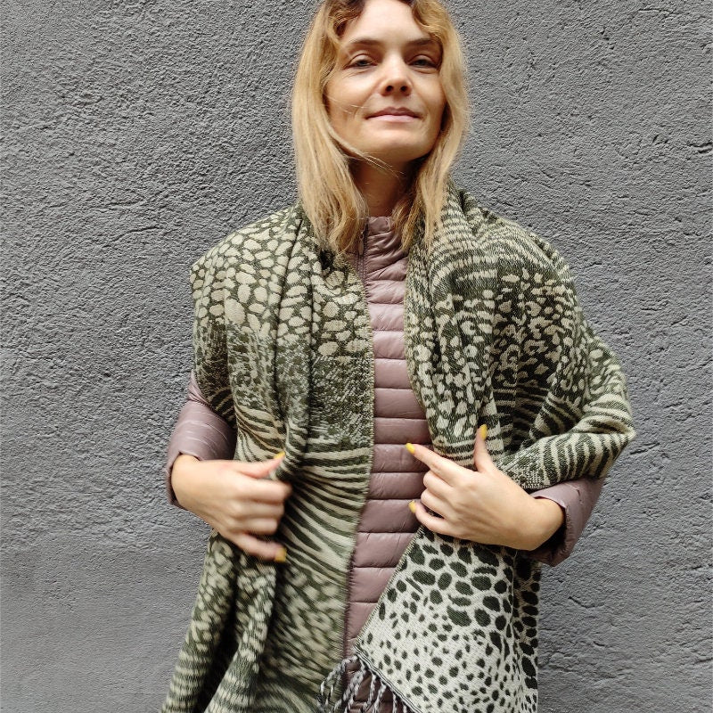 Lambswool Wrap Shawl - Oversized Wool Scarf, Soft Warm Shawl with Fringe