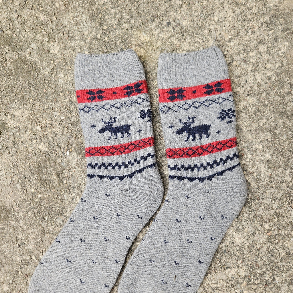 Alpaca Wool Socks – Thick Non Binding Diabetic Socks With Nordic Reindeer Design