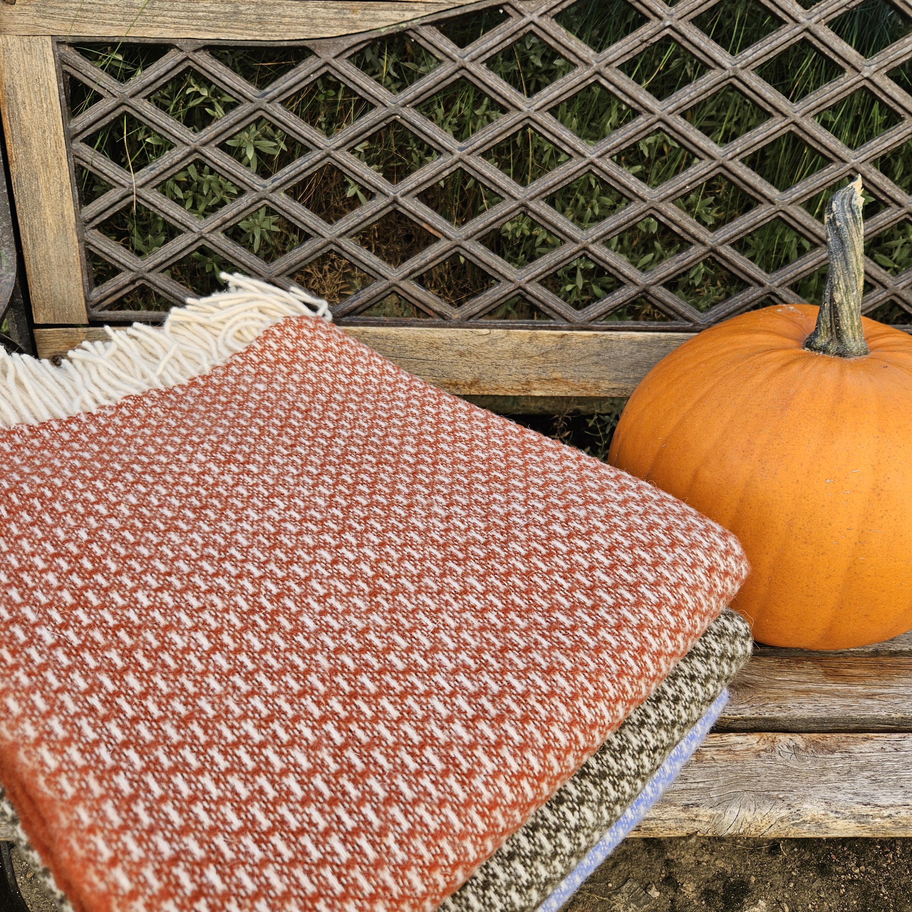 100% Wool Throw – Natural Wool Blanket | Warm Winter Plaid, Cozy Home Gift