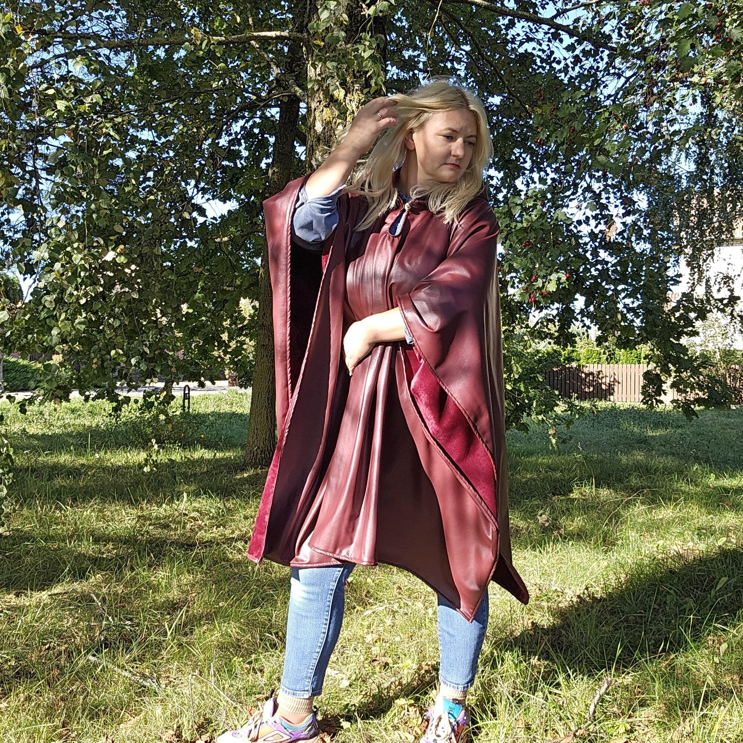 rain poncho unisex red burgundy