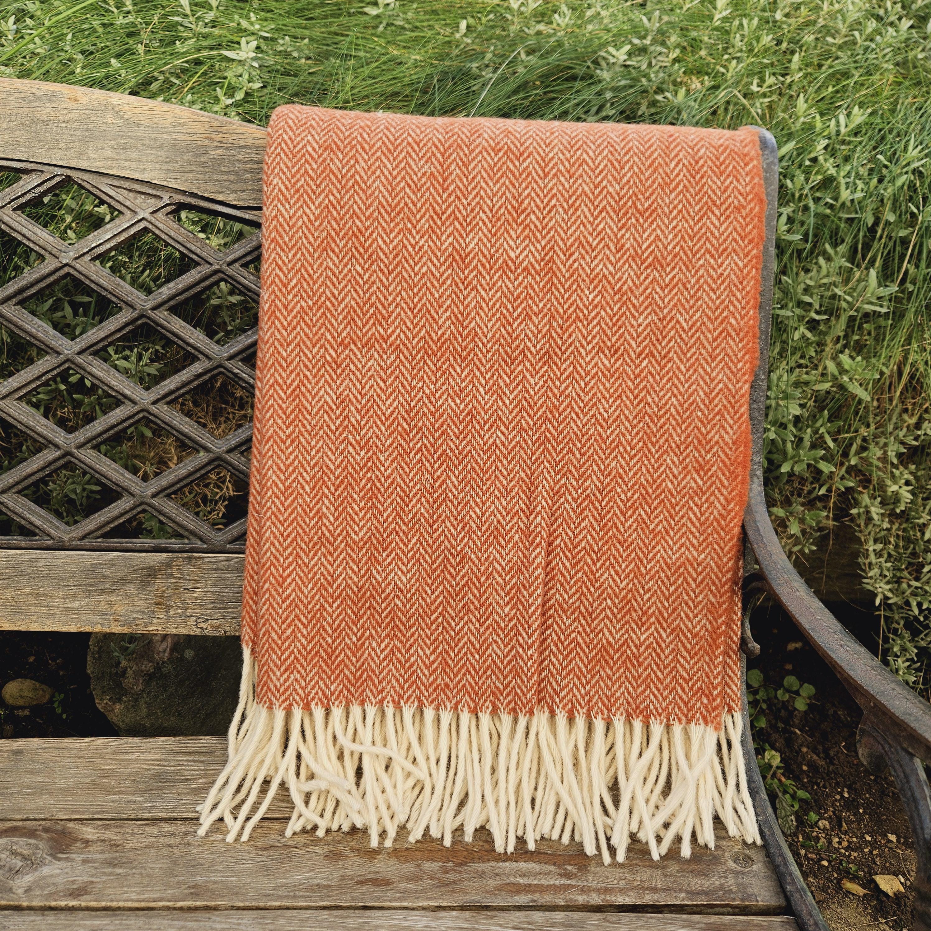 WOOL Blanket in red herringbone - Natural Throw plaid for hygge home IN2NORD - bed coverlet quilt wool cover Scandinavian home