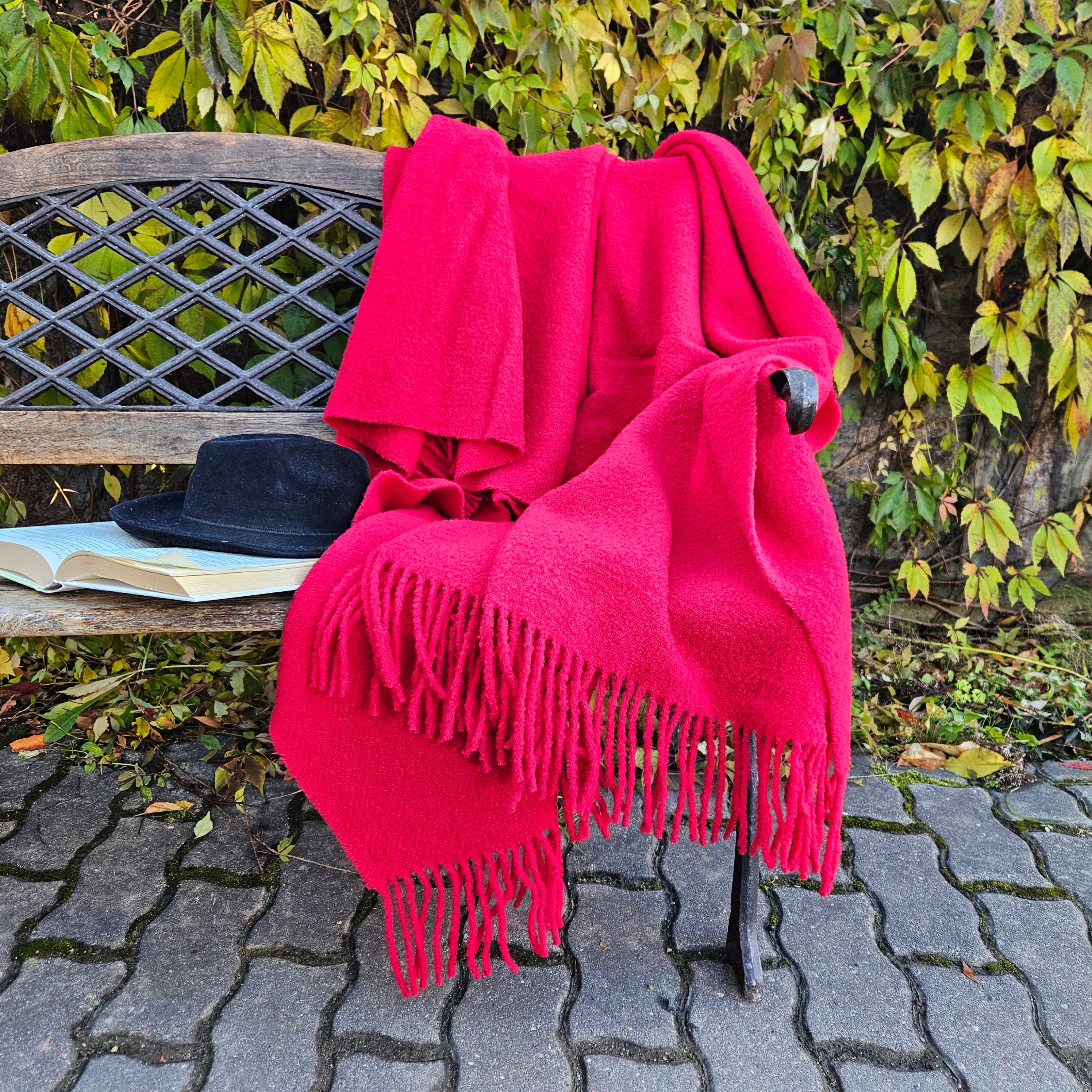 Purple Mauve Teddy wool blanket, Natural throw IN2NORD, Hygge home Warm wool plaid, housewarming gift mother father christmas Scandinavian