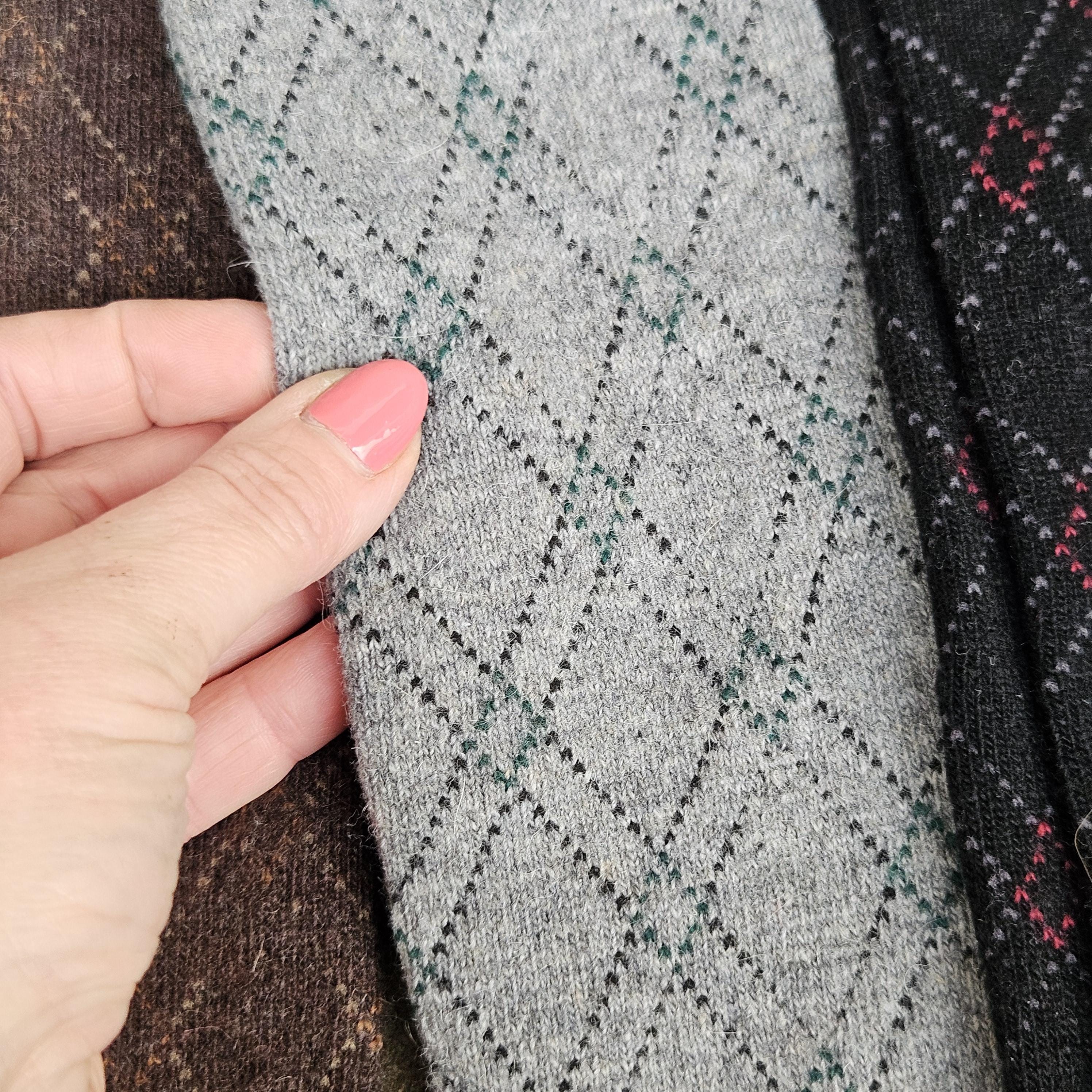 Merino Wool Socks – Knee High Warm Wool Socks Nordic Rhombus Design, Soft & Breathable