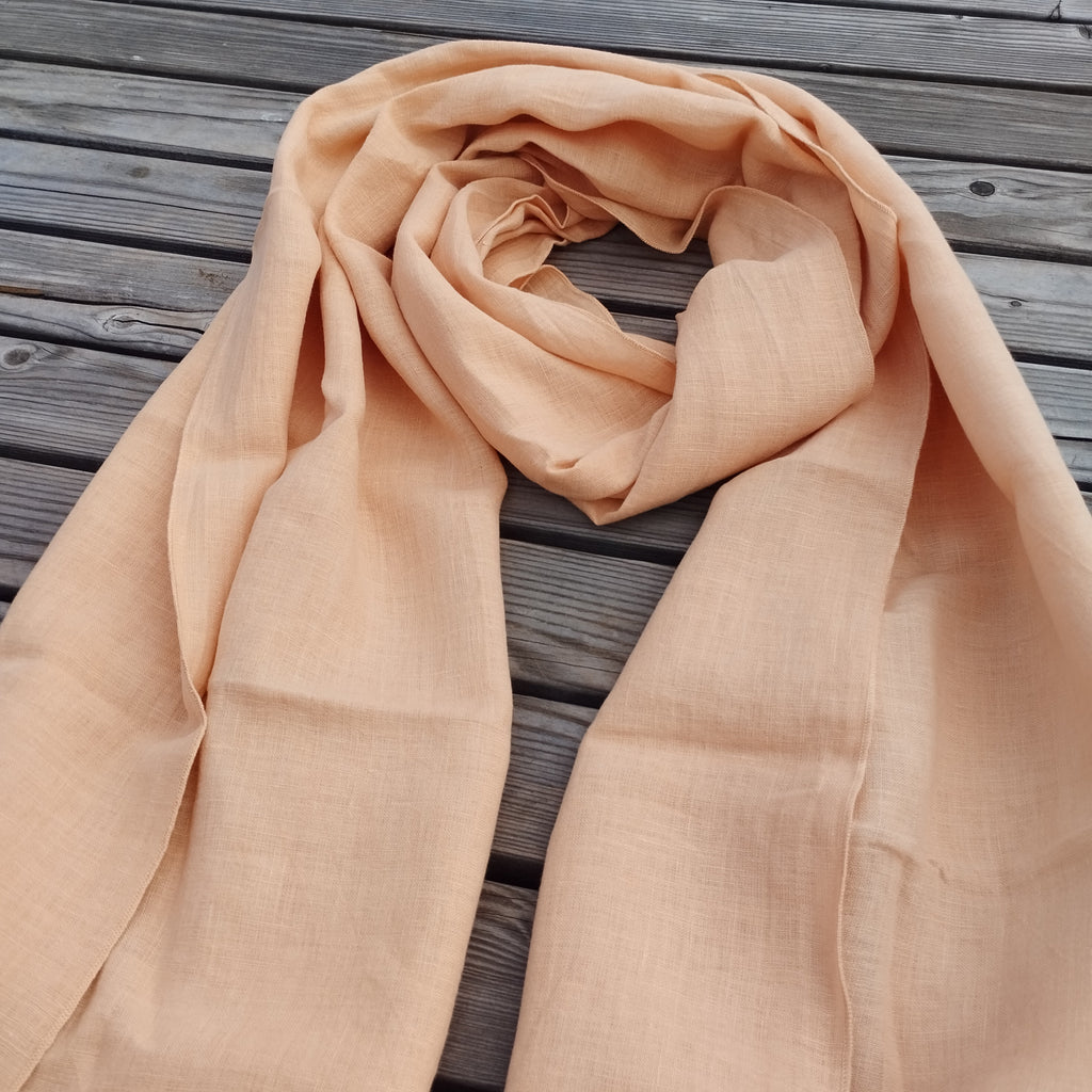 Linen Scarf - Unisex Natural Flax Sheer Soft Breathable Lightweight Stole
